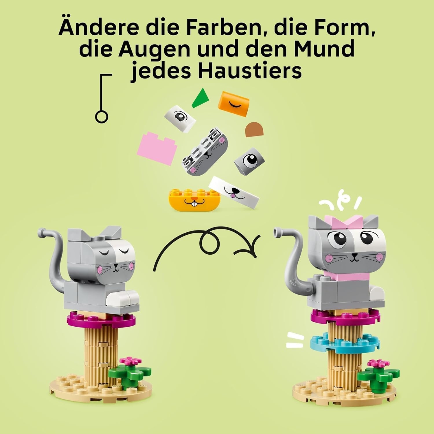 LEGO Classic Creative Animals, cutie cu cărămizi colorate, construiește figurine de animale din cărămizi precum câine, pisică, iepure, hamster și pasăre, jucărie de construcție pentru băieți și fete de la 5 ani 11034 Seturi de constructie Besuche den LEGO-Store