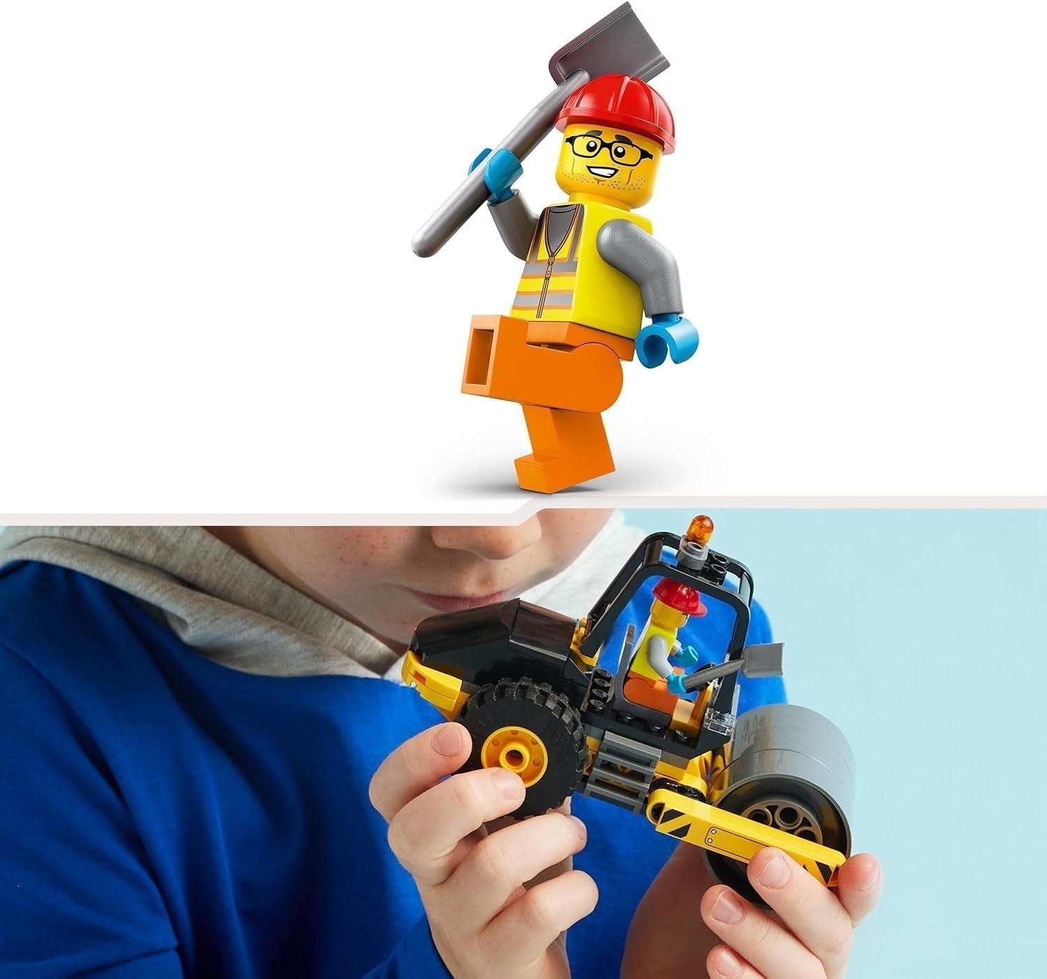 LEGO City Vehículo de construcción Rodillo de carretera para niños de 5 años Rodillo de vapor con minifigura de trabajador de la construcción Experiencia de juego imaginativa para niños y niñas Pequeño regalo divertido 60401 Juegos de construcción Besuche den LEGO-Store