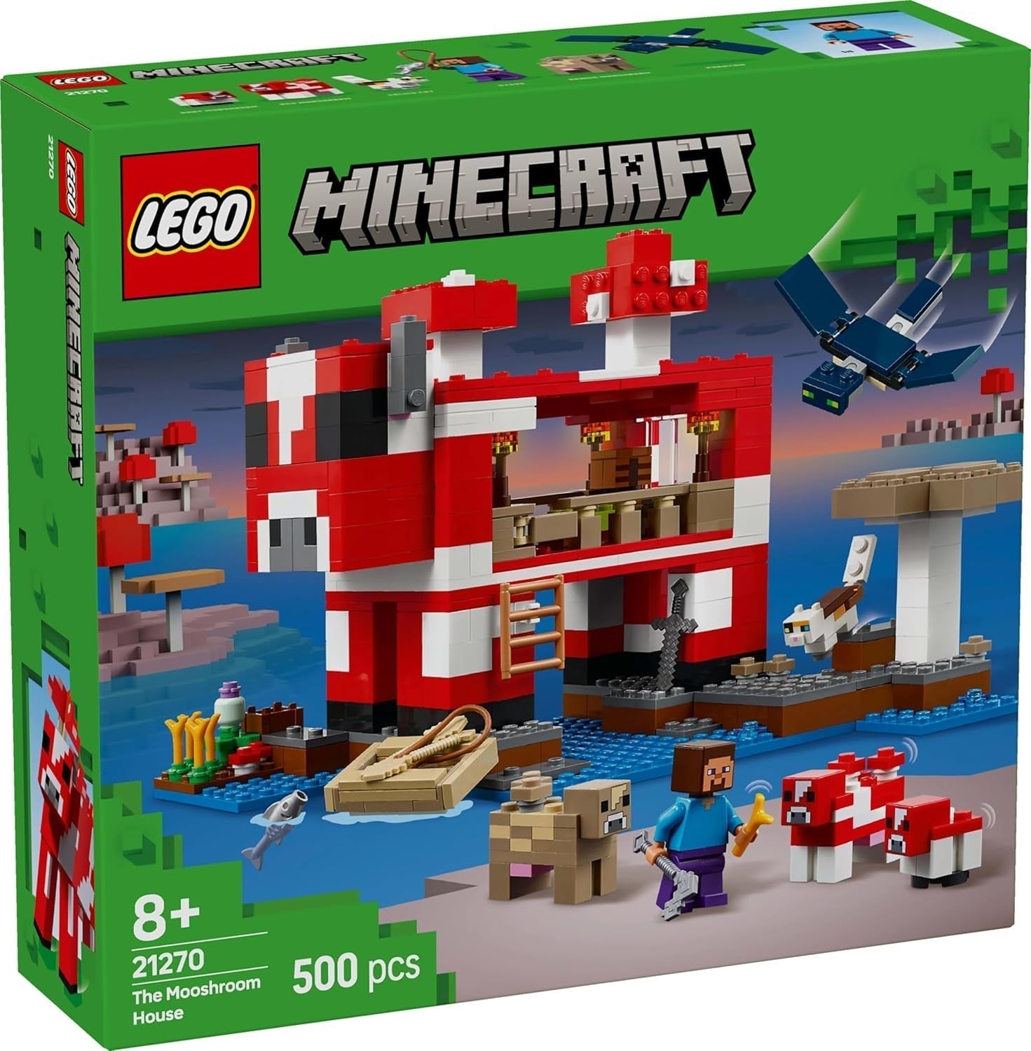 LEGO Minecraft La Casa de la Vaca Hongo Videojuego Juguete de Construcción Modelo de Tierra de Hongos con Minifiguras Steve y Otros Personajes Set de Juego para Niños y Niñas 8 Años 21270 Juegos de Construcción Beuche den LEGO-Store
