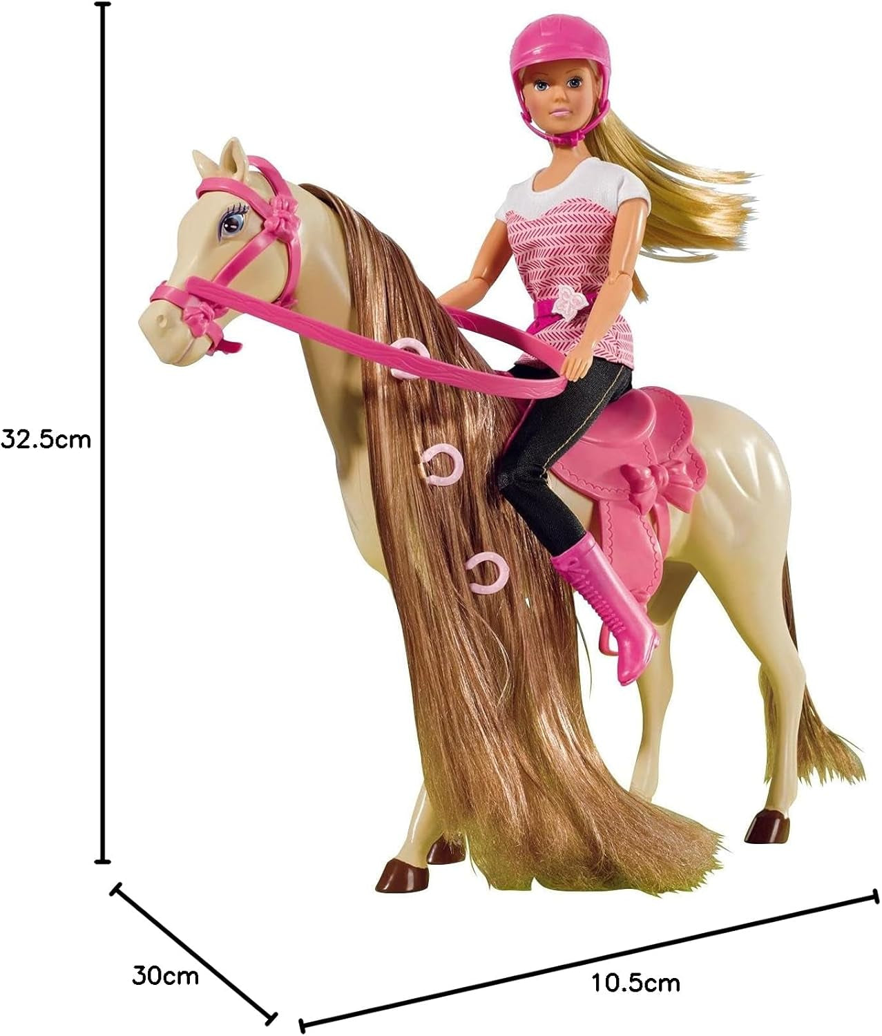 Simba 105730939 - Steffi Love Riding Tour, En traje de montar, Con 2 caballos, Muñeca totalmente articulada, Muñeca con disfraces, 29cm, Para niños a partir de 3 años Muñecas Naty Shop