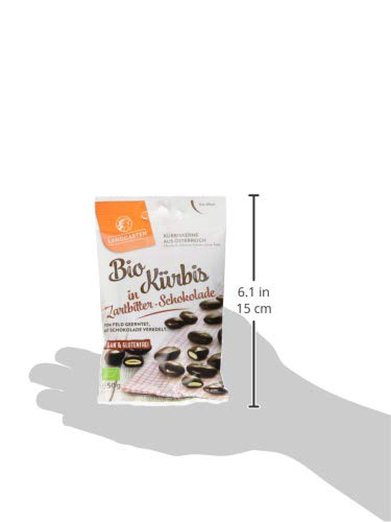 Landgarten Semillas de Calabaza Orgánicas en Chocolate Negro - Snack Vegano de Chocolate con Semillas de Calabaza Tostadas - Fuente de Magnesio - 1 x 50 g