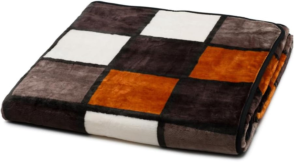 Gözze - Manta suave y cómoda, sensación de cachemira, tejido pesado 500 g/m², Antigua, 150 x 200 cm - Camas y fundas mostaza/negro/blanco Besuche den Gözze-Store Canela/Negro/Blanco