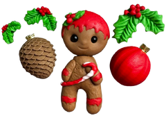 Set 6 decoratiuni comestibile din pasta de zahar, Craciun, om de turta dulce si decoratiuni Decoratiuni din Pasta de Zahar Naty Shop