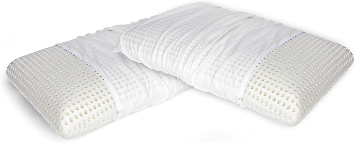 Talamo Italia Set de 2 perne pentru pat, 100% Made in Italy, pernă detașabilă "săpun" din spumă de memorie perforată, hipoalergenică și respirabilă, 70X40Xh16 Cm Perne standard Naty Shop Altezza 16 Copertă inclusă Set Da 2
