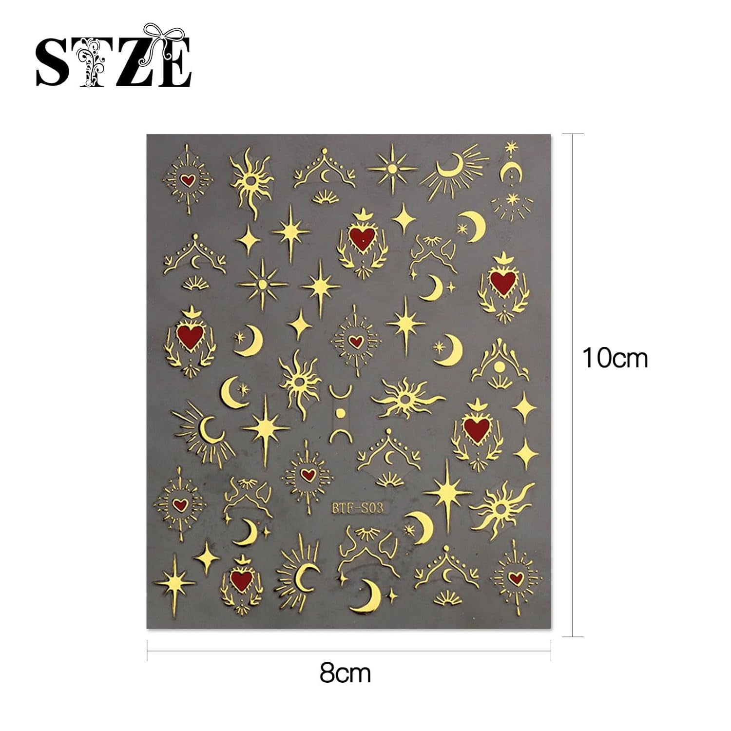 JMEOWIO Nagelsticker Mond Stern 9 Blatt Nail Art Sticker Selbstklebend Nagelaufkleber Sonne Dekoration Nageldesign Zubehör