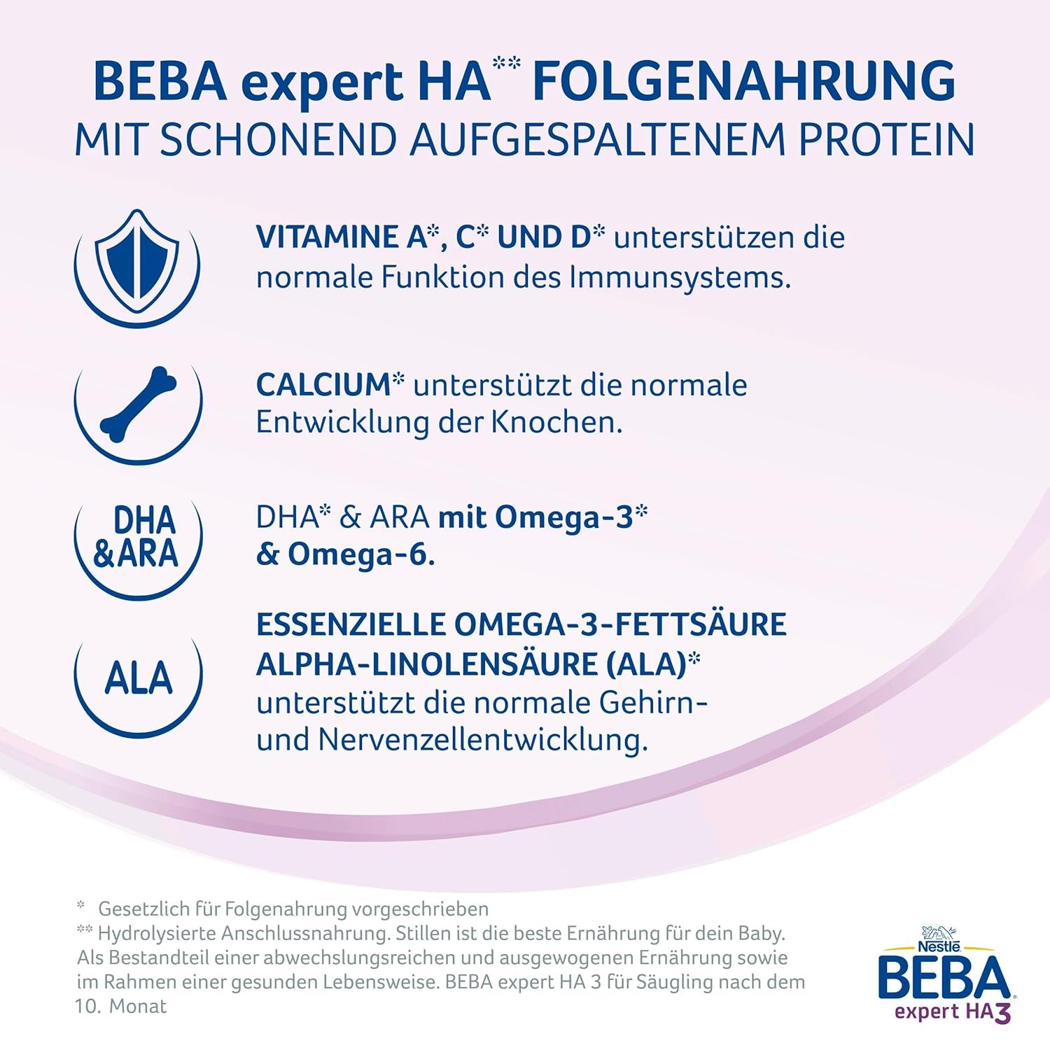 BEBA expert HA 3 Fórmula de continuación hidrolizada, a partir de 10 meses, 1 paquete (1 x 550 g)