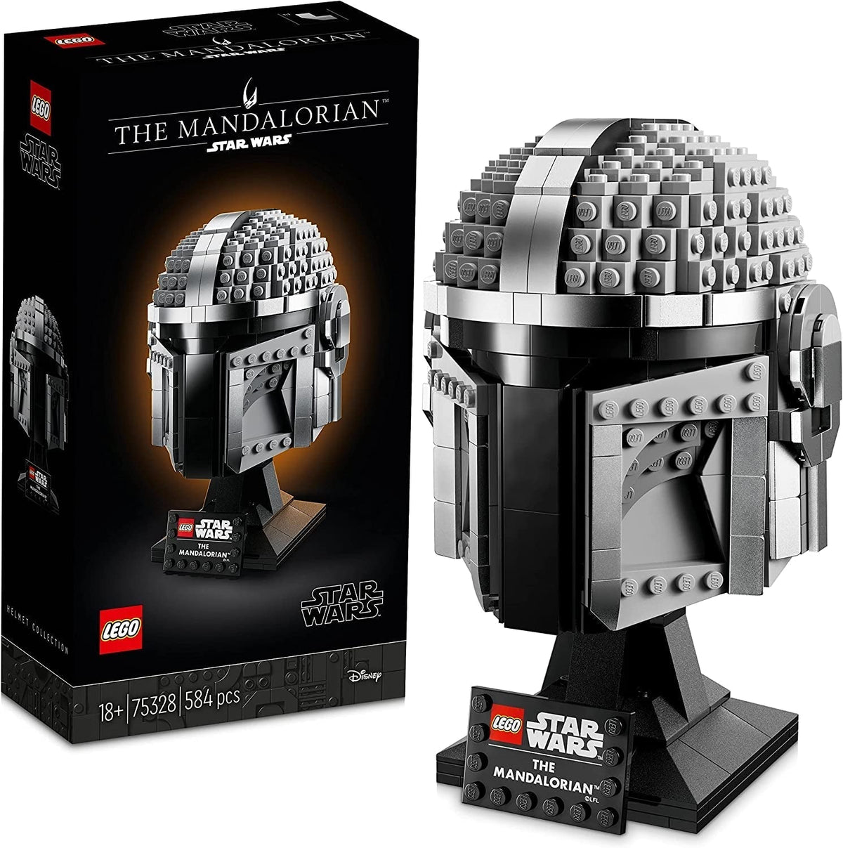 LEGO Star Wars Modelo de casco mandaloriano, decoración de la sala de colección y un maravilloso regalo para adultos, kit, hombres, mujeres, mamá, papá, idea de regalo de colección 75328 Juegos de construcción Besuche den LEGO-Store Single