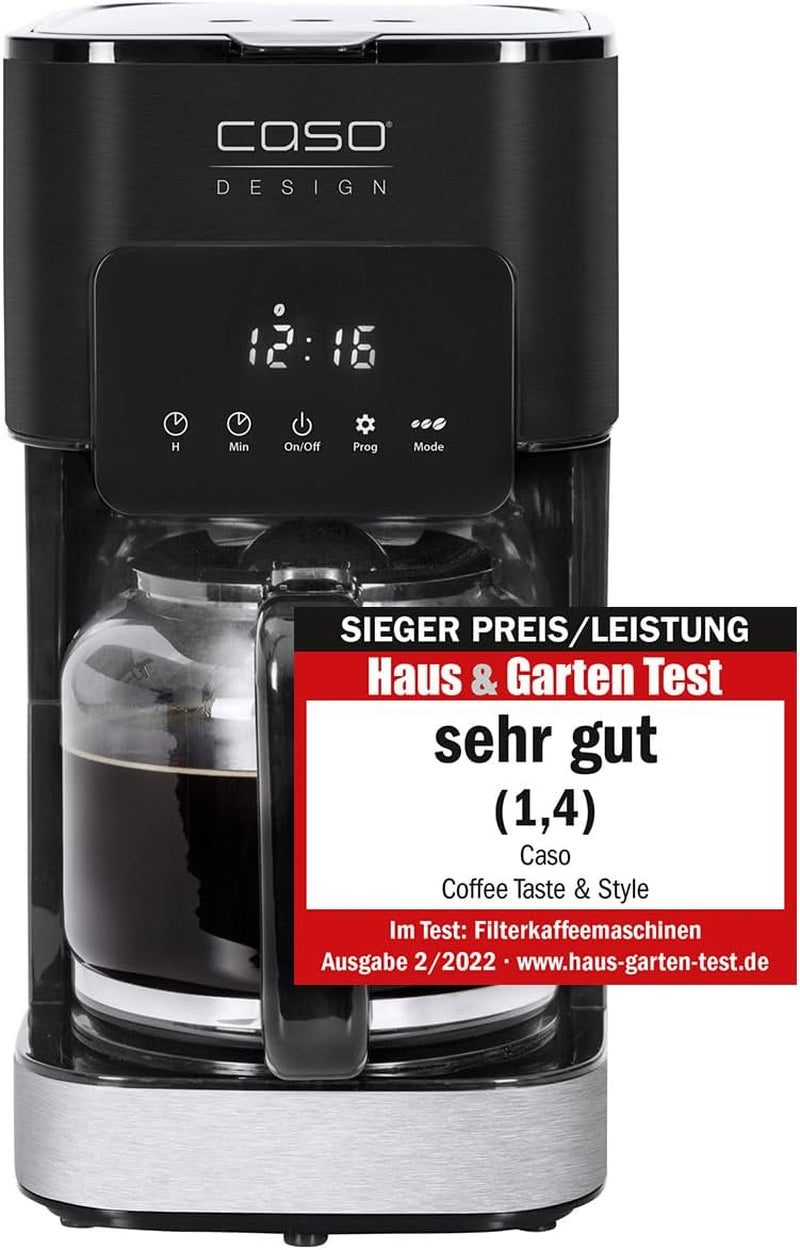 Espressor CASO Coffee Taste and Style cu filtru permanent, 1,5 l, temperatură optimă de preparare 92-96 °C, sistem anti-picurare, cap de preparare optimizat, oțel inoxidabil, 12 cești