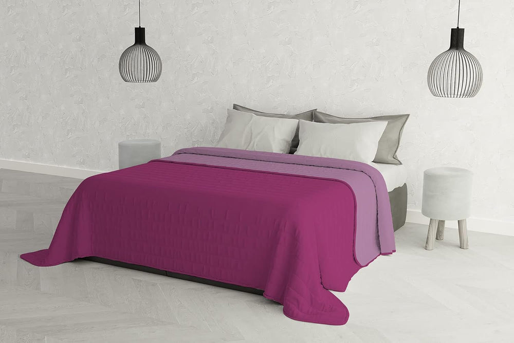Elegante colcha para cama doble 260 x 270 cm azul oscuro/verde manzana Camas y mantas Besuche den Italian Bed Linen-Store Lila/fucsia