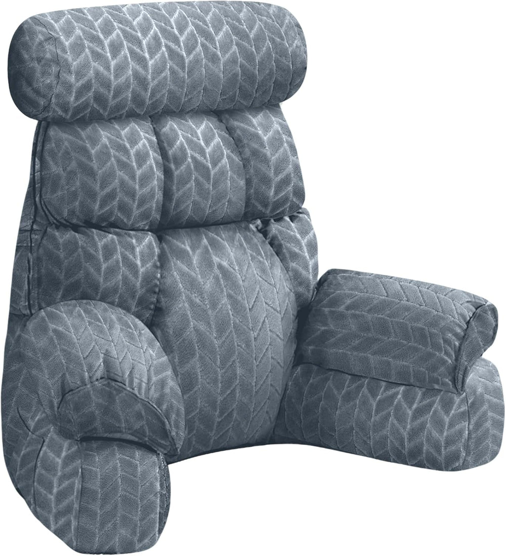 Pernă de citit pentru pat și canapea, pernă de spate pentru pat, pernă de citit cu spătar pentru adulți, confortabilă pentru a sta, a citi și a viziona televizorul pe podea sau pe canapea (Gri închis, 65 * 30cm)