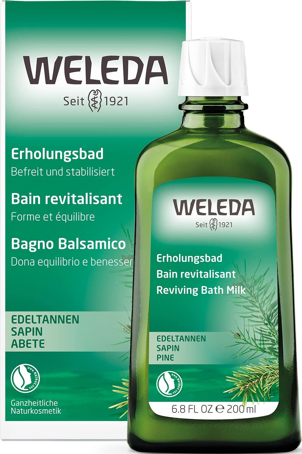 WELEDA, cosmética natural Esencia de Baño Bio con aceites esenciales de abeto y abeto para relajación y cuidado, aditivo de baño para la fuerza interior, 200 ml Ducha y baño Naty Shop