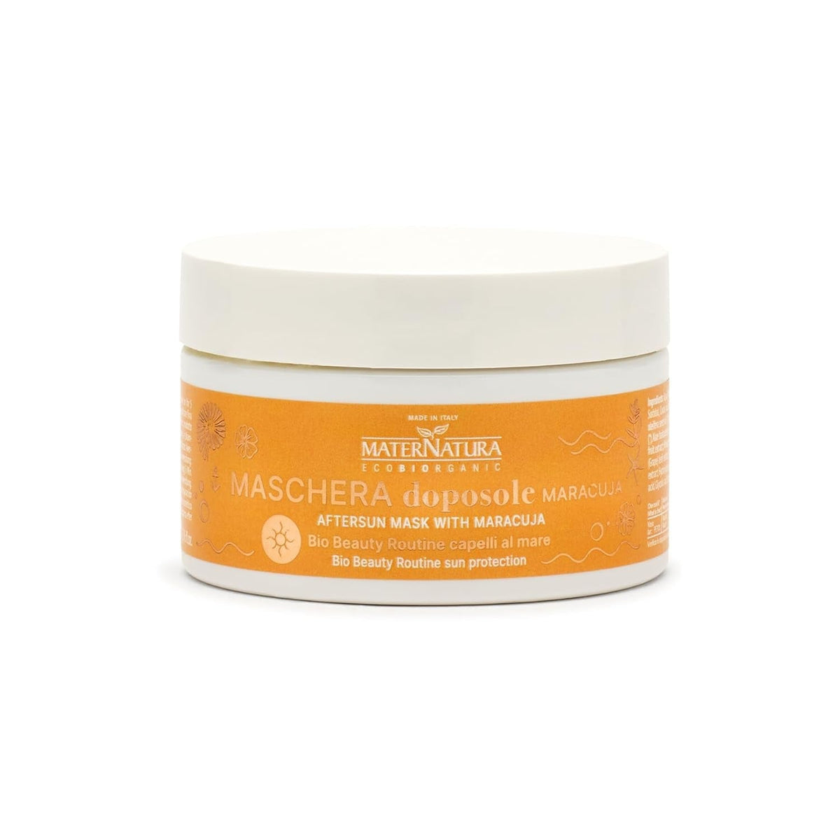 Maternatura, mască aftercare cu fructul pasiunii, hidratează și conferă elasticitate părului după expunerea la soare, rutină de frumusețe organică pentru părul de plajă, certificată organic, Made in Italy - 200 ml Masca de par Naty Shop Titlu implicit