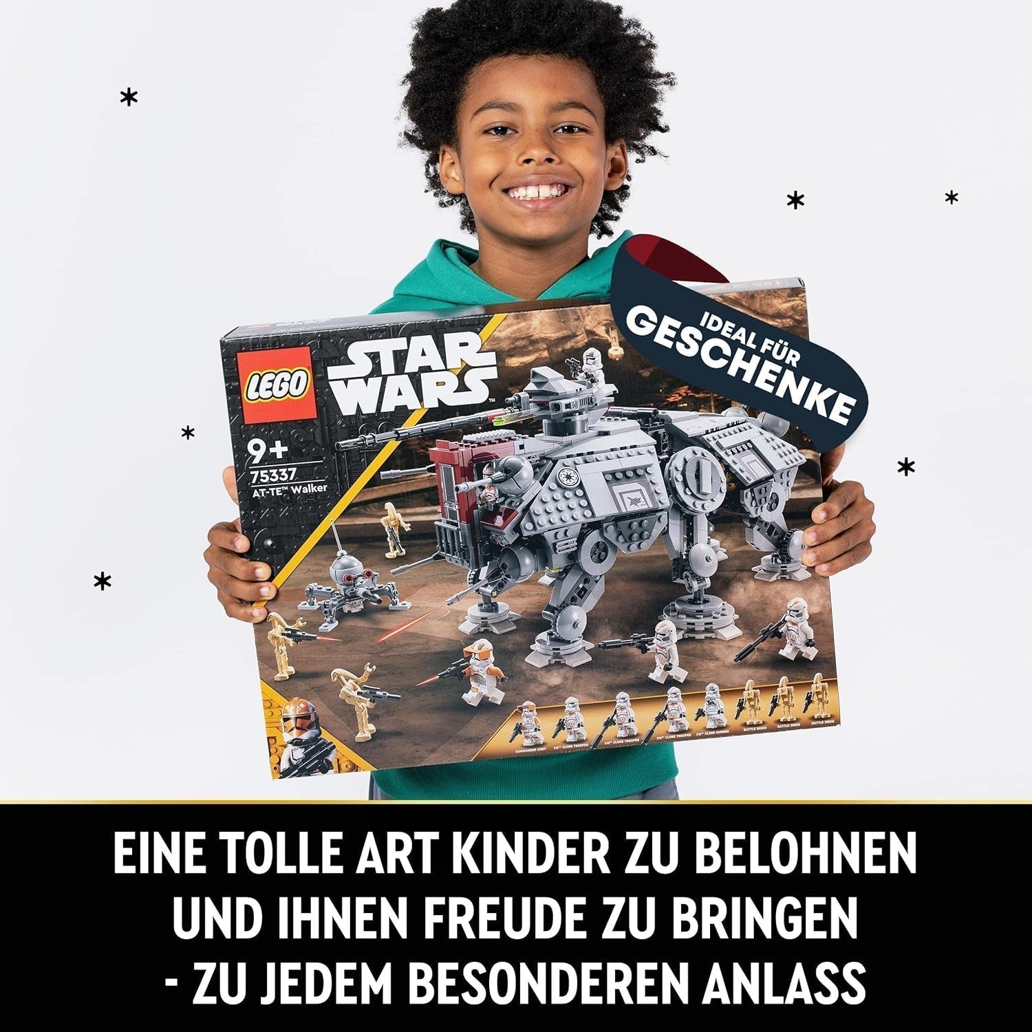 LEGO Star Wars Juego de minifiguras de modelo de juguete móvil At-Te Walker que incluye 3 soldados clon, droides de batalla y droide araña enano 75337 Juegos de construcción Besuche den LEGO-Store