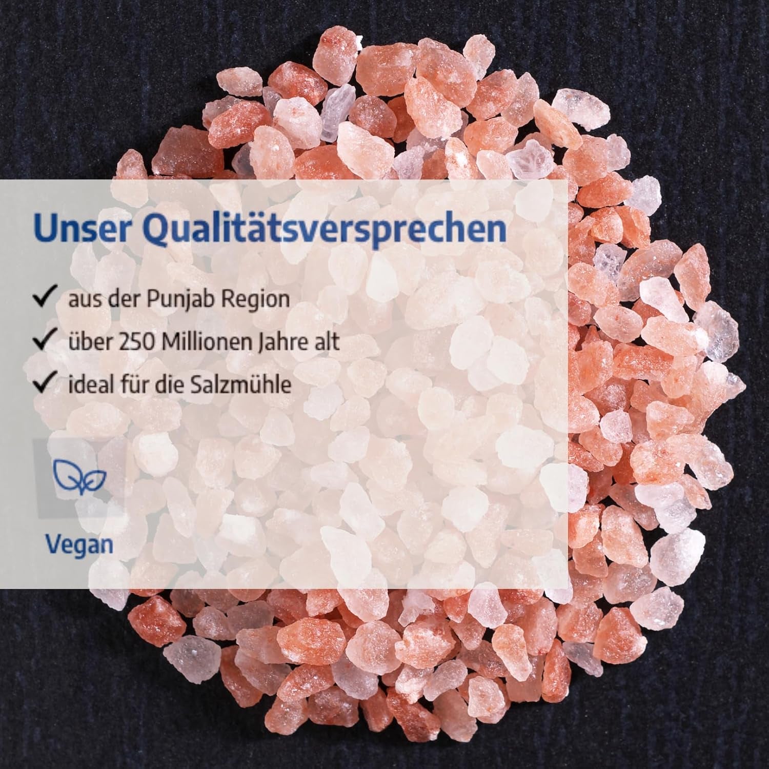 Govinda Kristallsalz - grueso (1kg) | 250 millones de años alt | Salz en la región de Punjab | Belleza 100% natural & ohne Zusätze | Ayurvédico | Vegano | Ideal para el molino de sal.