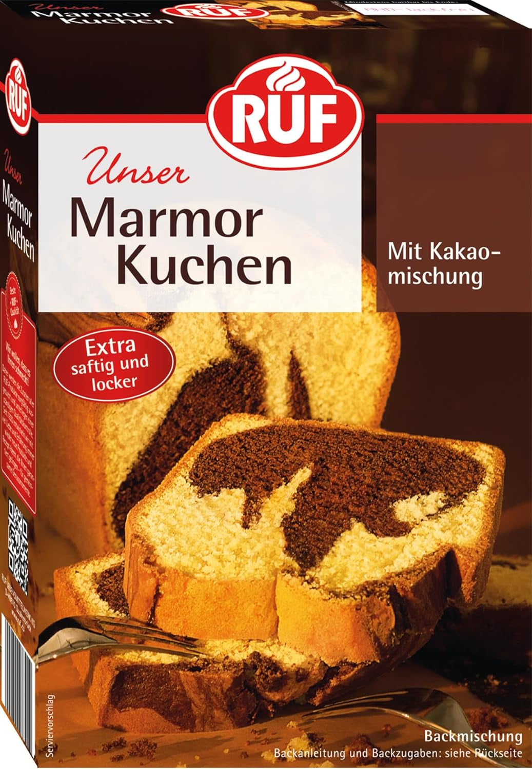 RUF Marmorkuchen, Backmischung Für Einen Kuchen Mit Marmormuster, Hellerteig Mit Kakaomischung, Extra Saftig Und Locker, Vegane Variante Möglich Naty Shop 450 G (1 paquete)