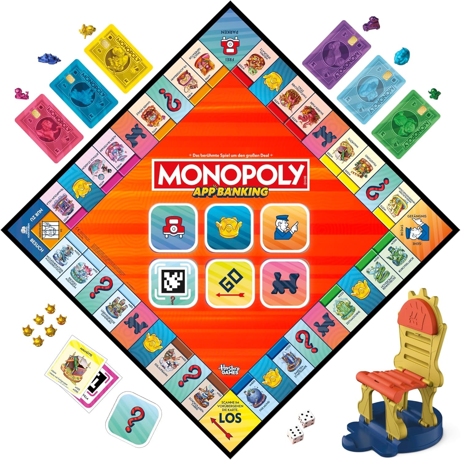 Monopoly Board Game App Banking: versión alemana, versión moderna del clásico juego electrónico para niños a partir de 8 años, de 2 a 6 jugadores