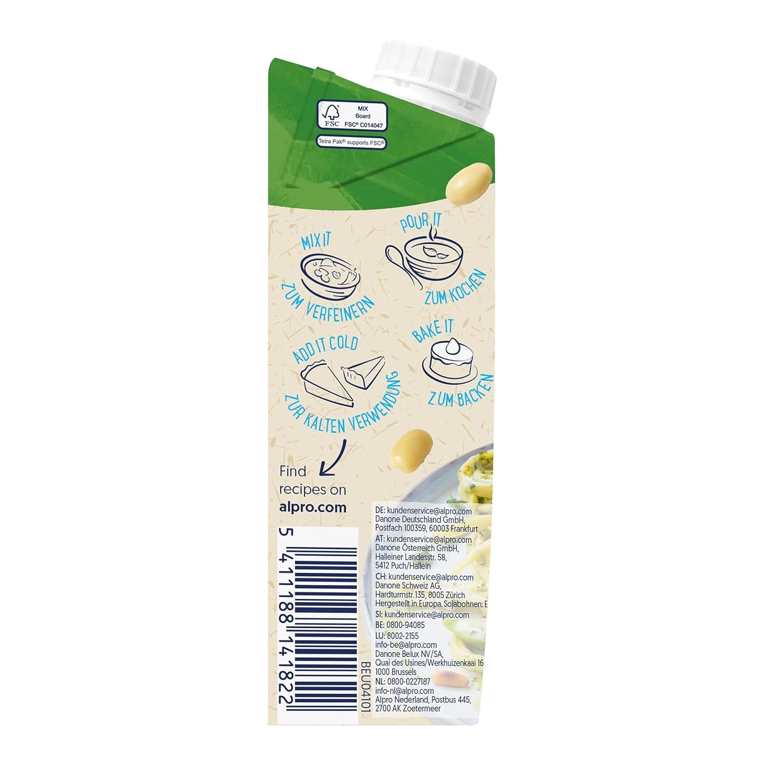 Alpro Bio Cooking Soja – Vegan Bio Kochcreme – 15 x 250 ml