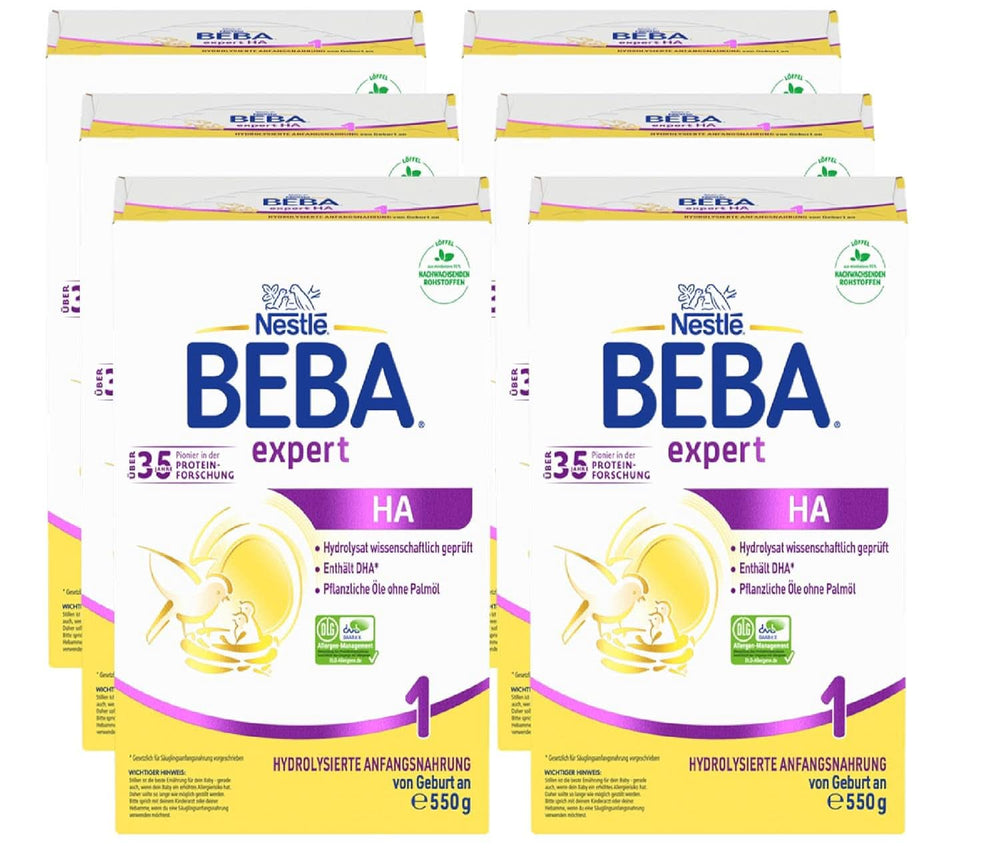 BEBA Expert HA 1 Hydrolysierte Anfangsnahrung, Säuglingsnahrung Von Geburt An, 6Er Pack (6 X 550G) Mama si Copilul Naty Shop Beba Expert Ha 1