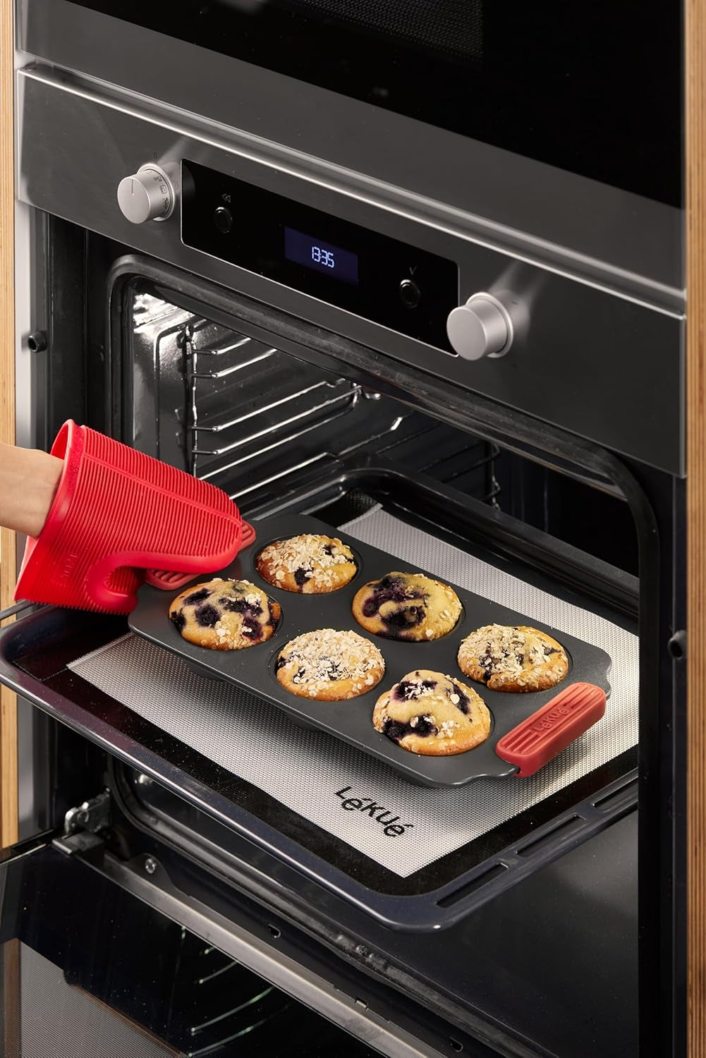 Lékué Muffin-Backform, Antihaftbeschichte, Metall, 6 moldes y bandejas Mulden Naty Shop