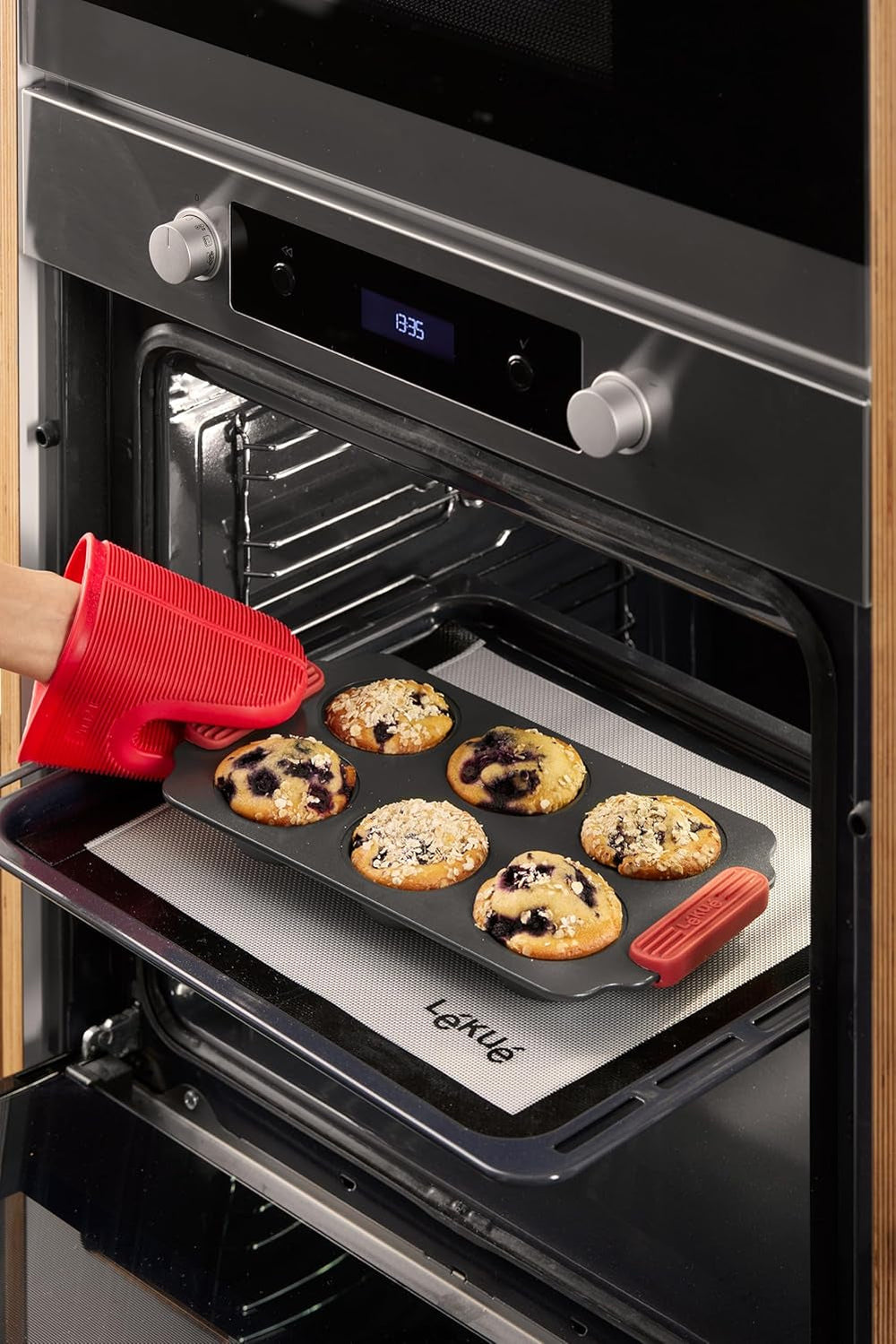 Lékué Muffin-Backform, Antihaftbeschichte, Metall, 6 moldes y bandejas Mulden Naty Shop