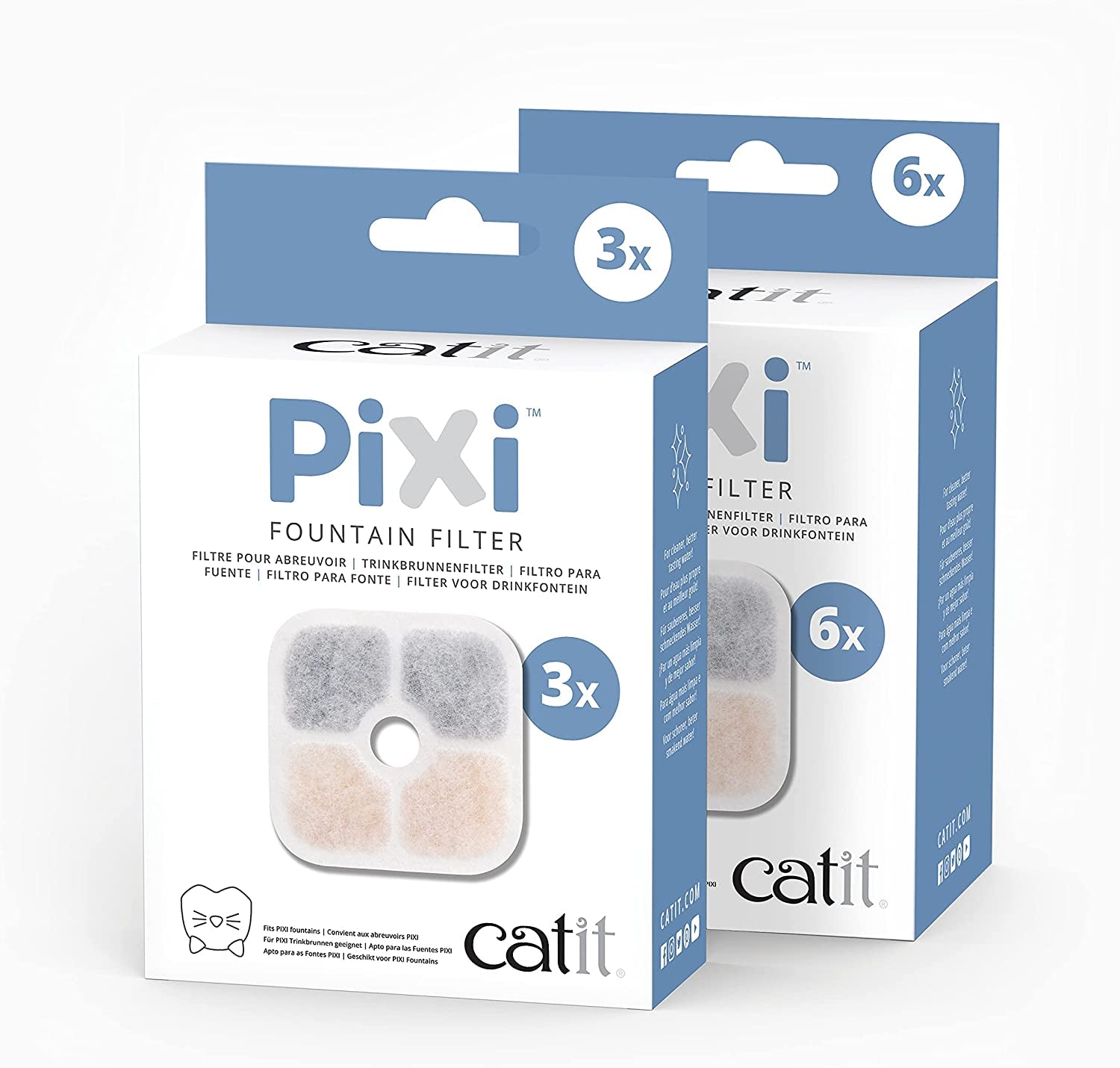 Catit 43722 Pixi Ersatzfilter, filtro de brunnen para el Catit Pixi Trinbrunnen, paquete de 6, blanco