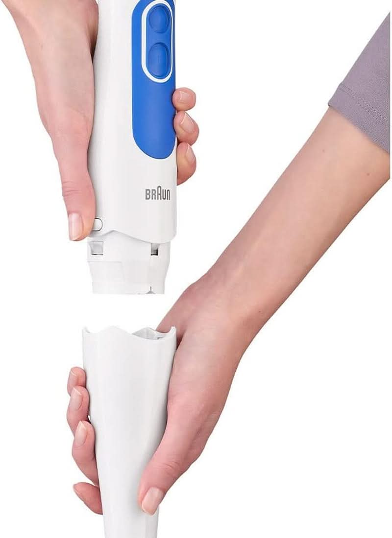 Braun Multiquick 3 MQ 3000 Smoothie+ Stabmixer - Pürierstab Mit 2 Geschwindigkeiten, Powerbell plus Und Splashcontrol-Technologie, 700 Watt, Inkl. 600 Ml Mix- & Messbecher, Blau/Weiß Cocina Naty Shop