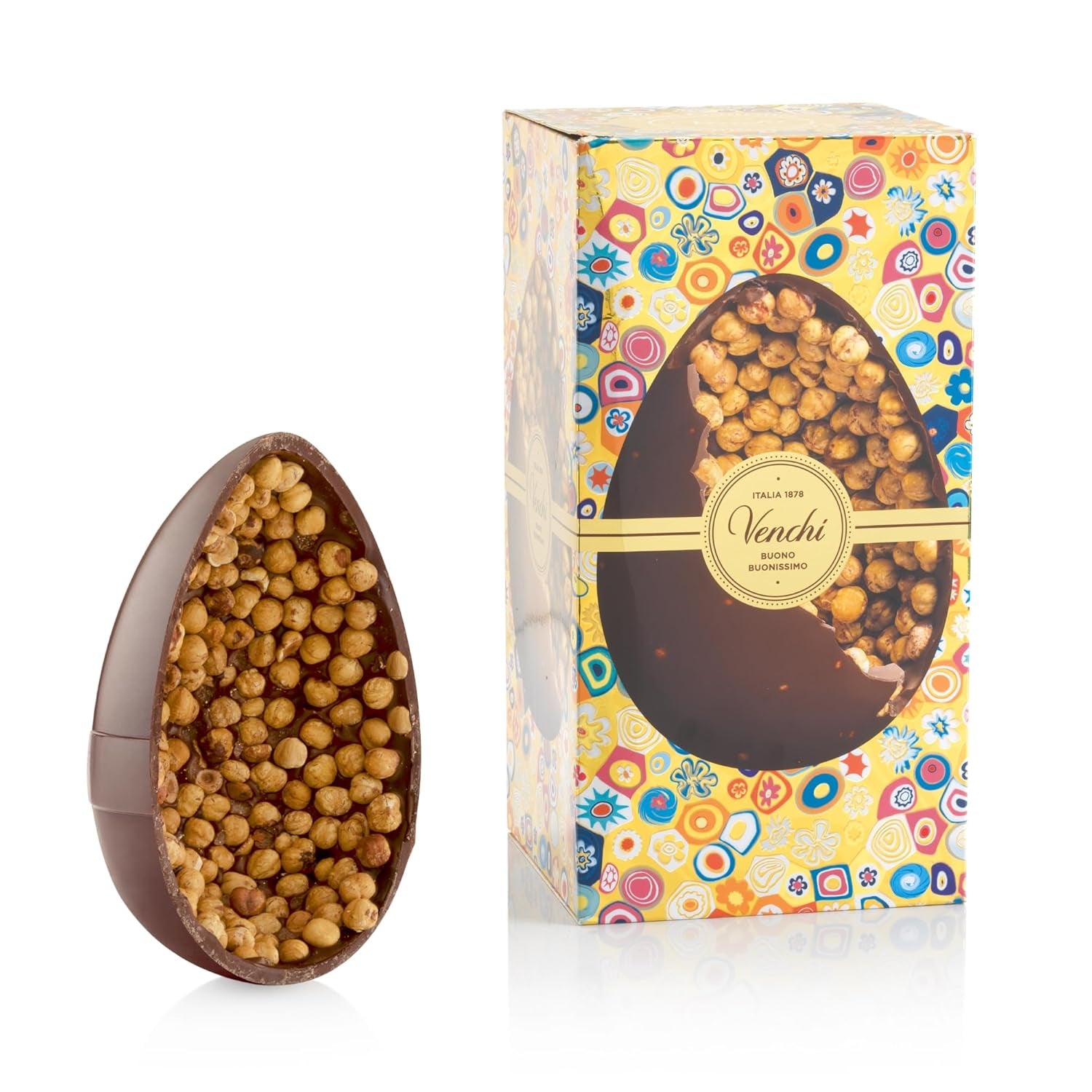 Venchi - Huevo de chocolate, sabor pistacho, con pistacho entero, con sorpresa, sin gluten, 500g, colección Pascua, idea de regalo