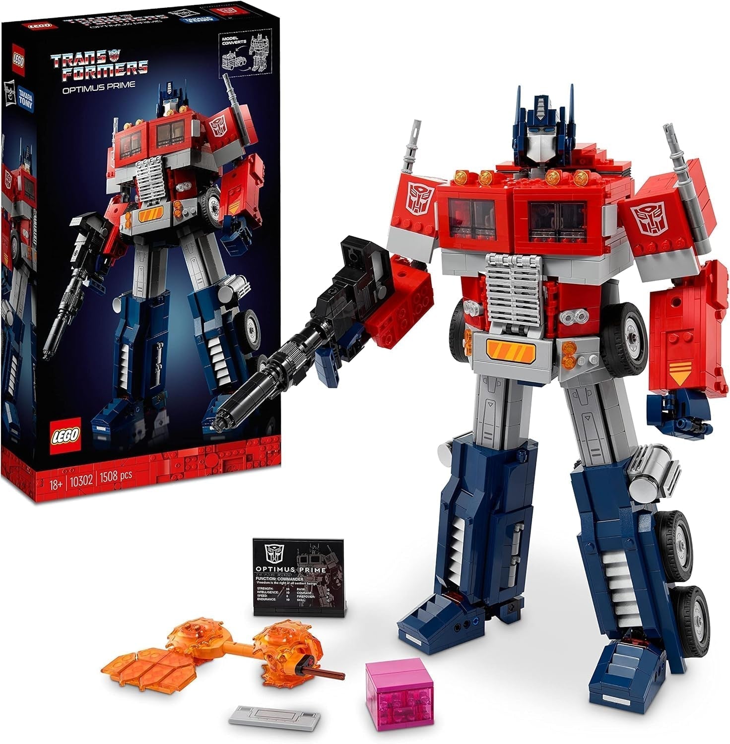 LEGO 10302 Icons Optimus Prime Set, Figura de Robot 2 en 1 y Modelo de Camión, Kit de Modelo de Juguete Transformers para Adultos, Regalo de Cumpleaños o Navidad para Hombres, Mujeres, Ella y Él Juegos de Construcción Besuche den LEGO-Store Cama Individual