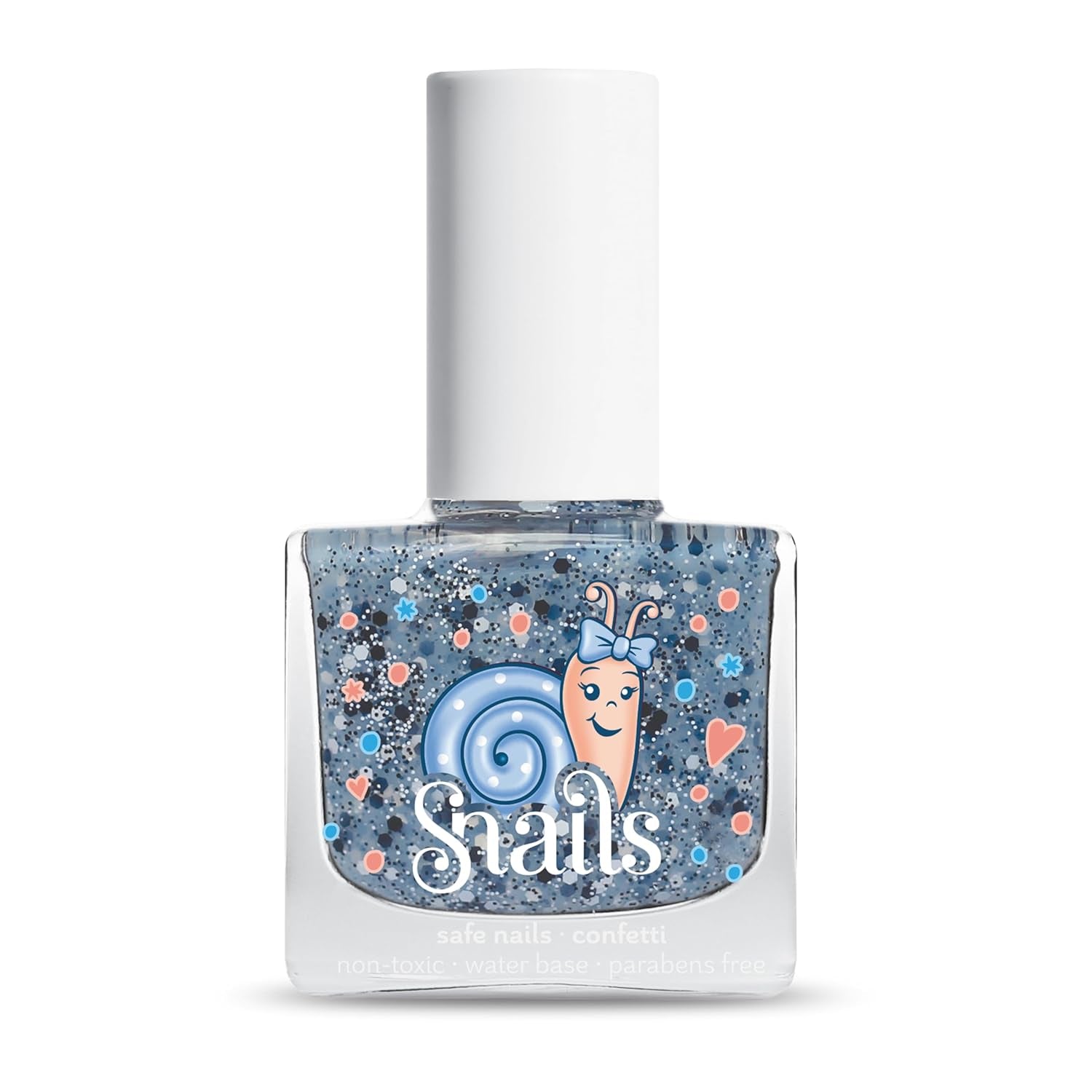 Snails 516202 Top Coat Confetti Blue Esmalte de uñas para bebé, a base de agua, lavable, seguro, vegano
