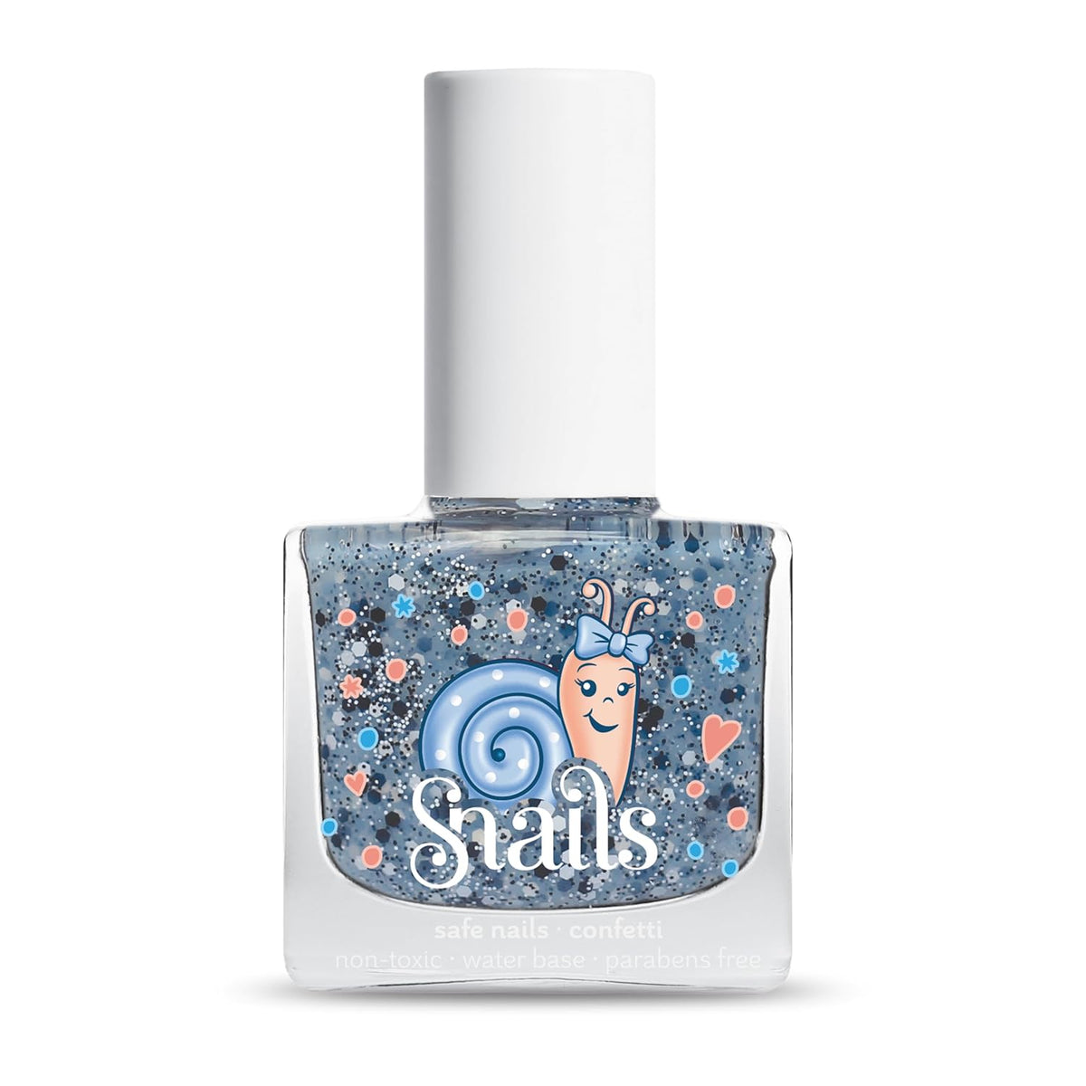 Snails 516202 Top Coat Confetti Blue Esmalte de uñas para bebé, a base de agua, lavable, seguro, vegano
