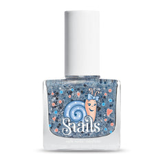 Snails 516202 Top Coat Confetti Blue Esmalte de uñas para bebé, a base de agua, lavable, seguro, vegano