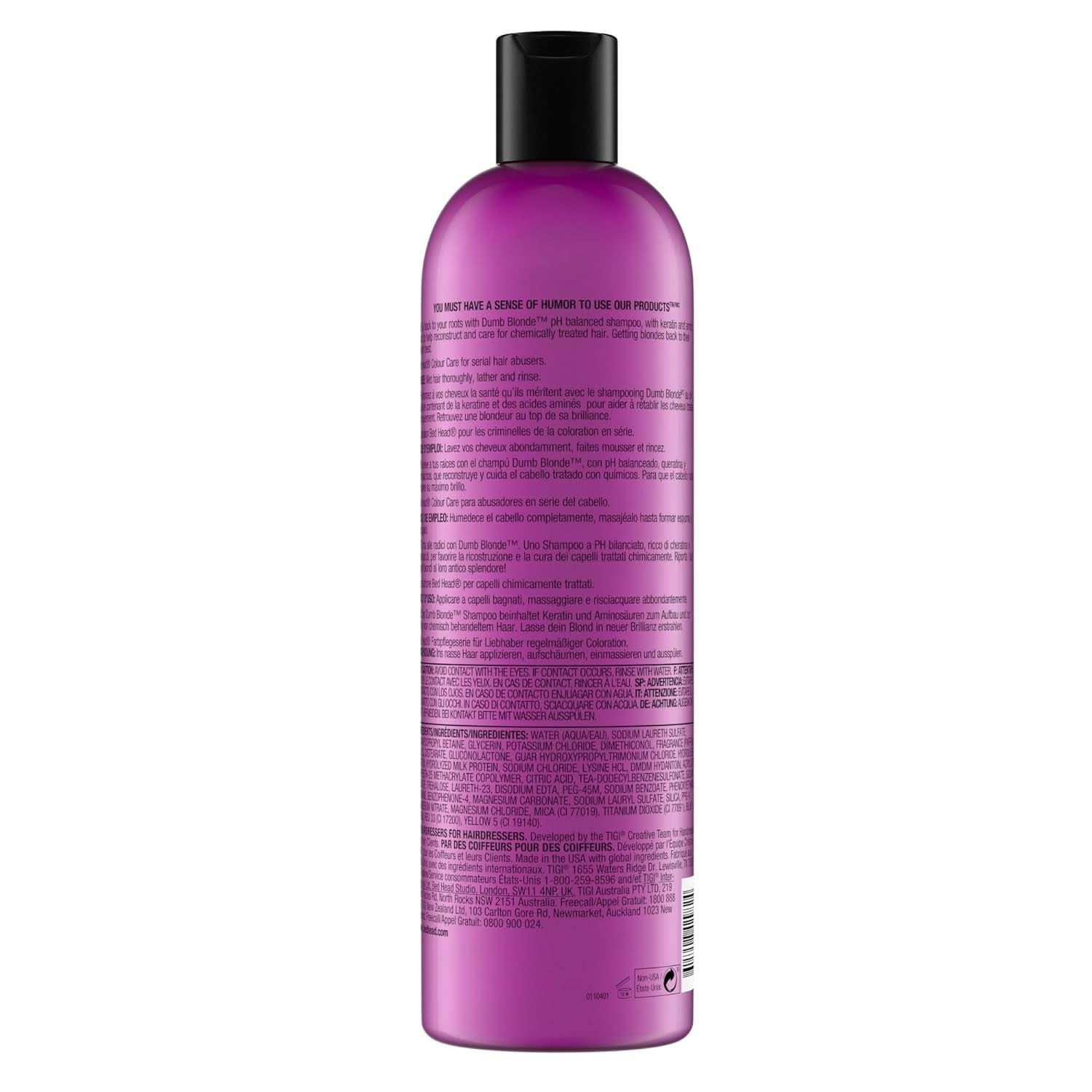 Bed Head de TIGI Dumb Blonde, champú para cabello tratado químicamente, 750 ml Ducha y baño Naty Shop
