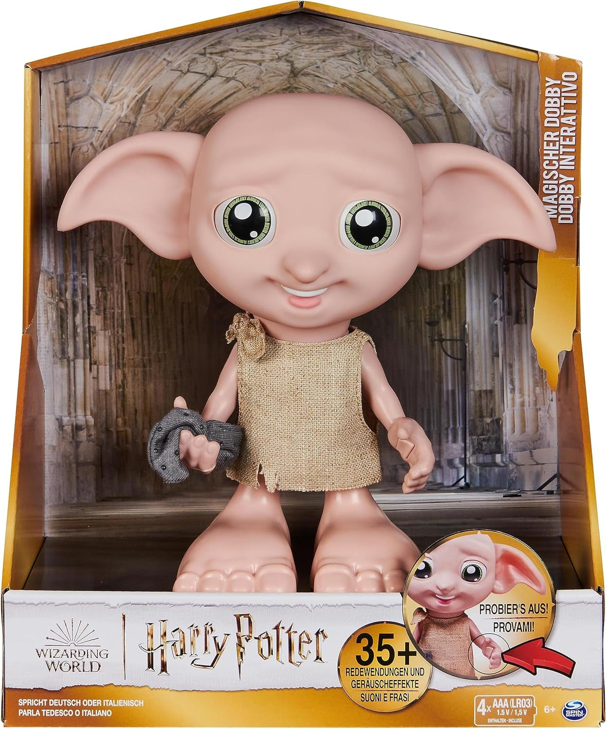 Wizarding World Harry Potter - Dobby House Elf Muñeco Interactivo con Más de 30 Sonidos, Frases y Movimientos, Alemán-Italiano, Juguete para 6 años, Fan Article Dolls Naty Shop Default Title