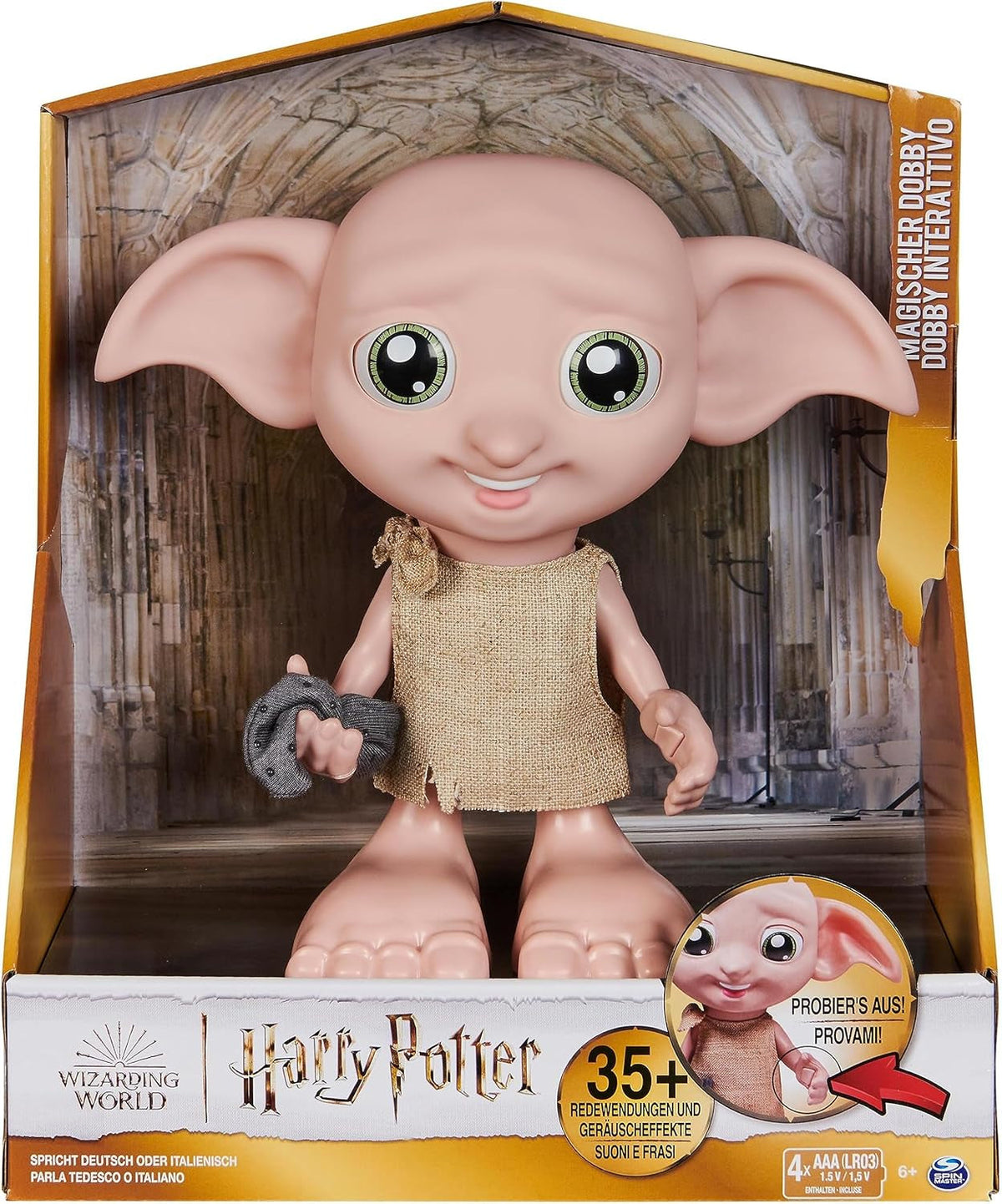 Wizarding World Harry Potter - Dobby House Elf Muñeco Interactivo con Más de 30 Sonidos, Frases y Movimientos, Alemán-Italiano, Juguete para 6 años, Fan Article Dolls Naty Shop Default Title