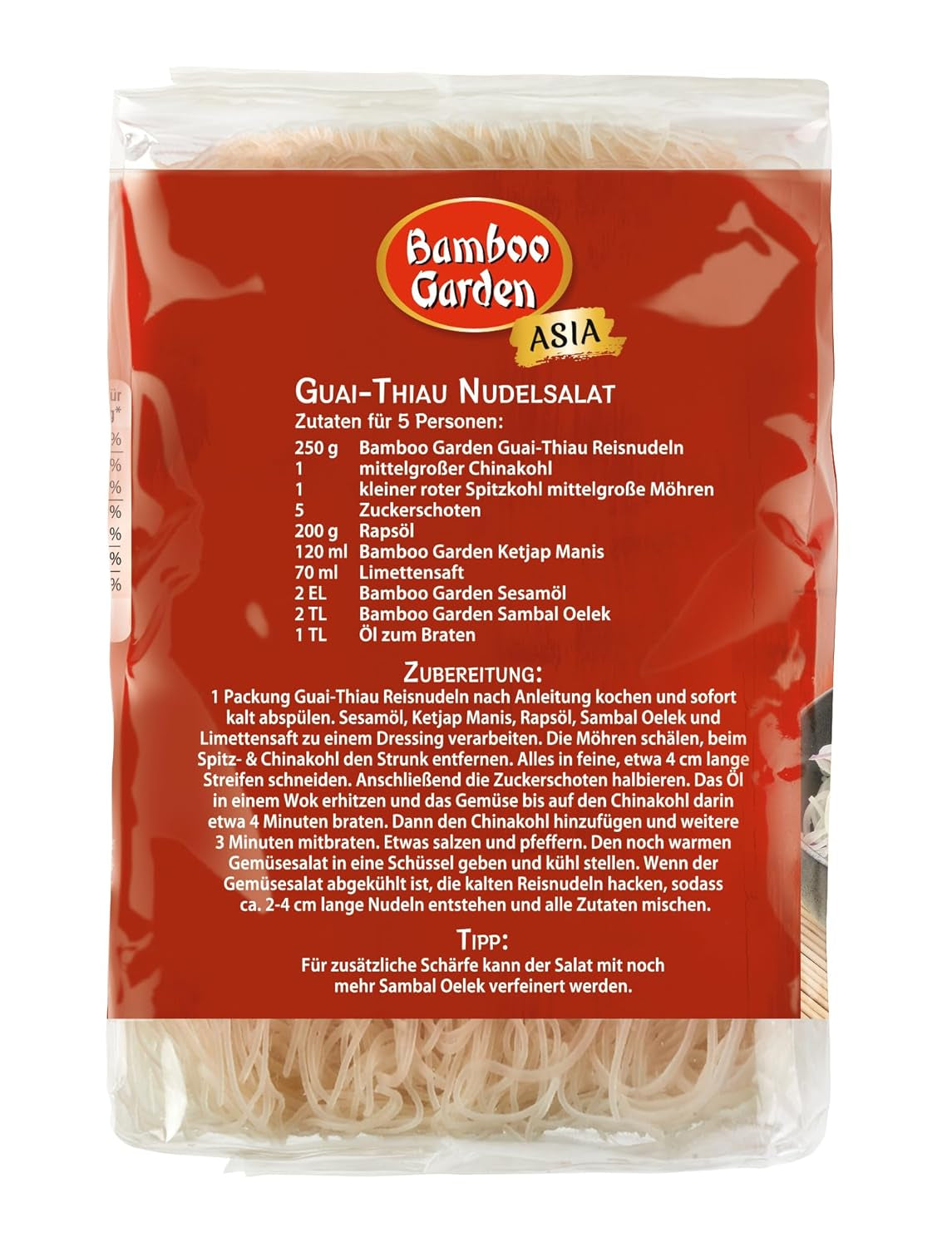 Fideos de arroz Guai Thiau de Bamboo Garden, 250 g (el diseño del empaque puede variar)