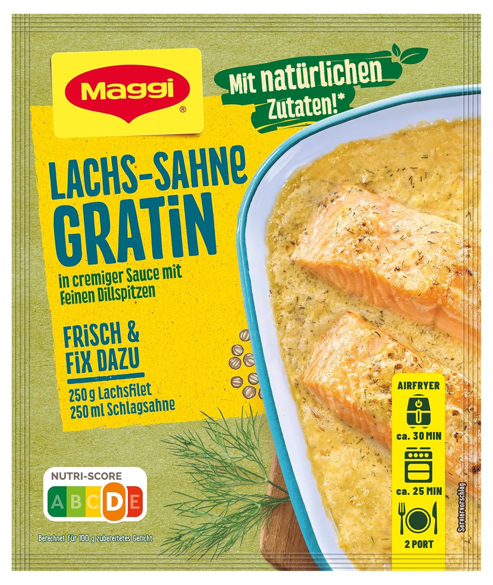 MAGGI Fix für Lachs-Sahne Gratin, Würzmischung, mit natürliche Ingredient*, para 2 porciones, 1 paquete (1 x 26 g)