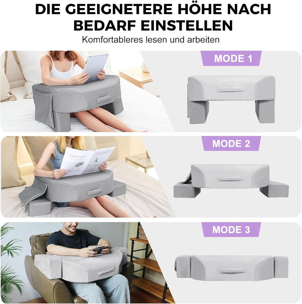 Pernă de citit în poală cu burete 26D, pernă pentru cărți, cititoare electronice, pernă pentru birou în poală pentru adulți, așezabilă pe pat, podea, canapea (strat de aer)