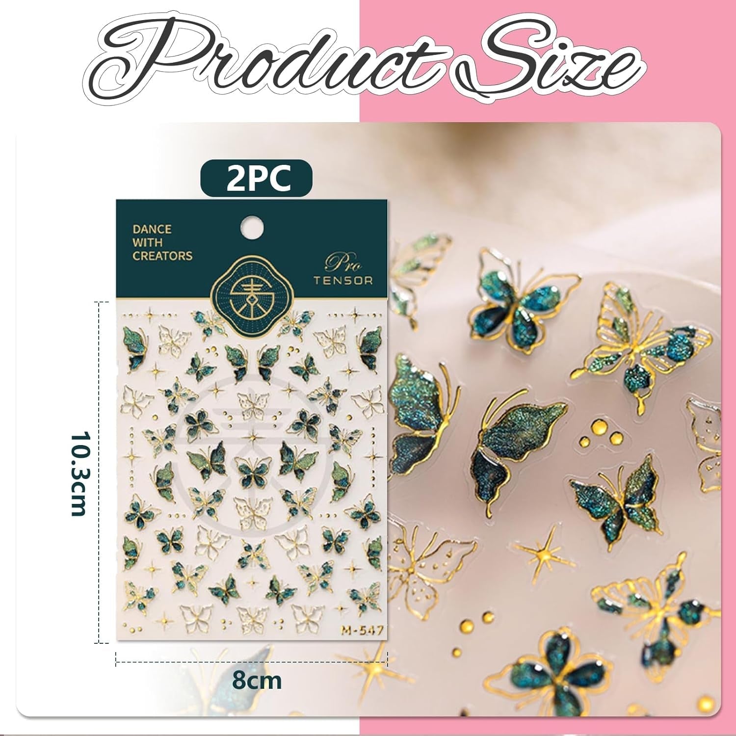 2 Blätter 5D Schmetterling Nagelsticker Selbstklebend, Nagelsticker Gold Rand, Nagel Designing Zubehör, Nail Art Stickers, Schmetterlinge Deko Nagelaufkleber, Nageltattoos