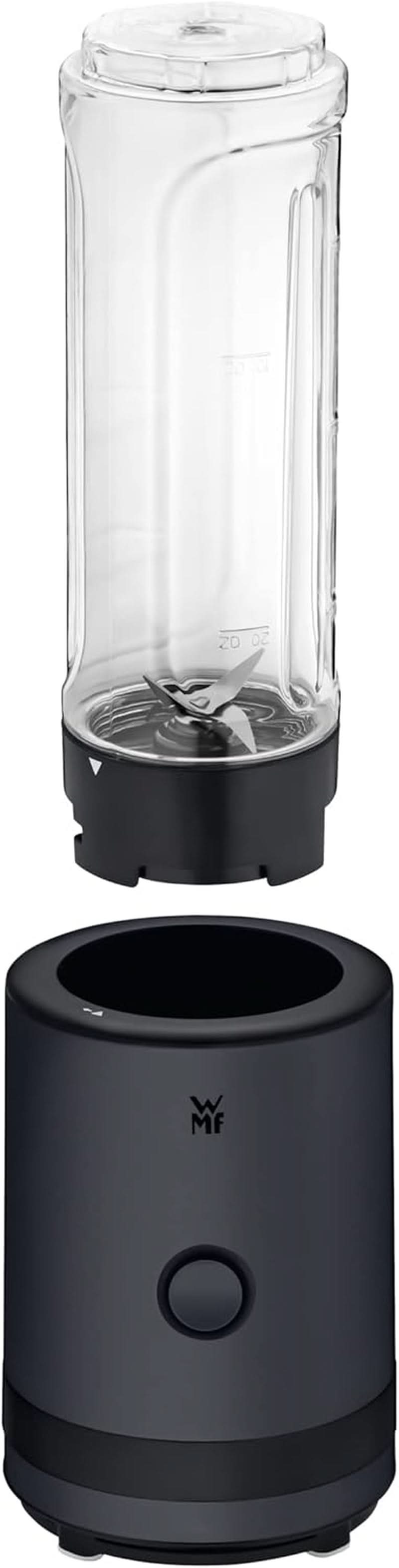 WMF Küchenminis Smoothie-To-Go, Mini Standmixer Mit Zwei Mix-/Trinkbehältern 0,6L, Mixer Hochleistungsmixer 300 W, Edelstahl Matt, Schwarz Bucatarie Naty Shop