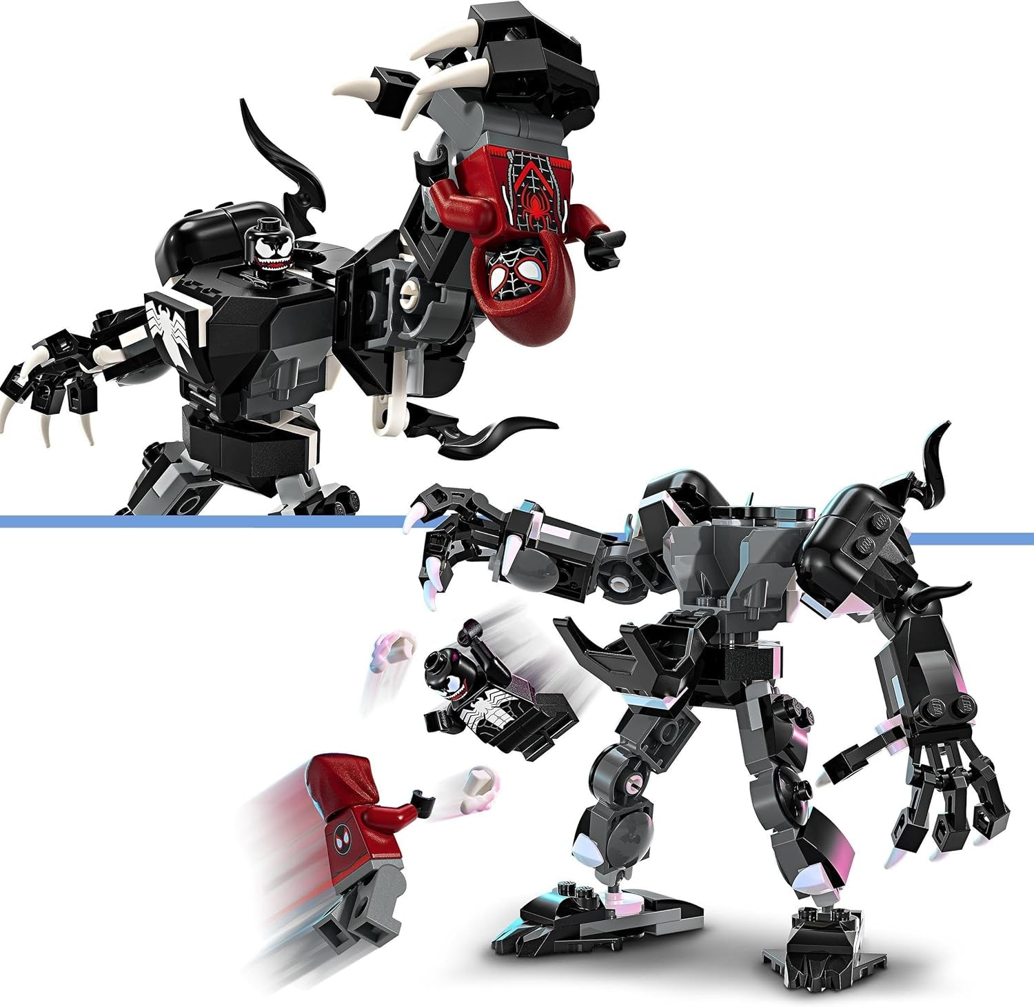 LEGO Marvel Venom Mech vs. Miles Morales Figuras de acción móviles para niños Set de Spider-Man con minifiguras de duelo de superhéroes Juguete de regalo para niños y niñas 6 años 76276 Juegos de construcción Besuche den LEGO-Store