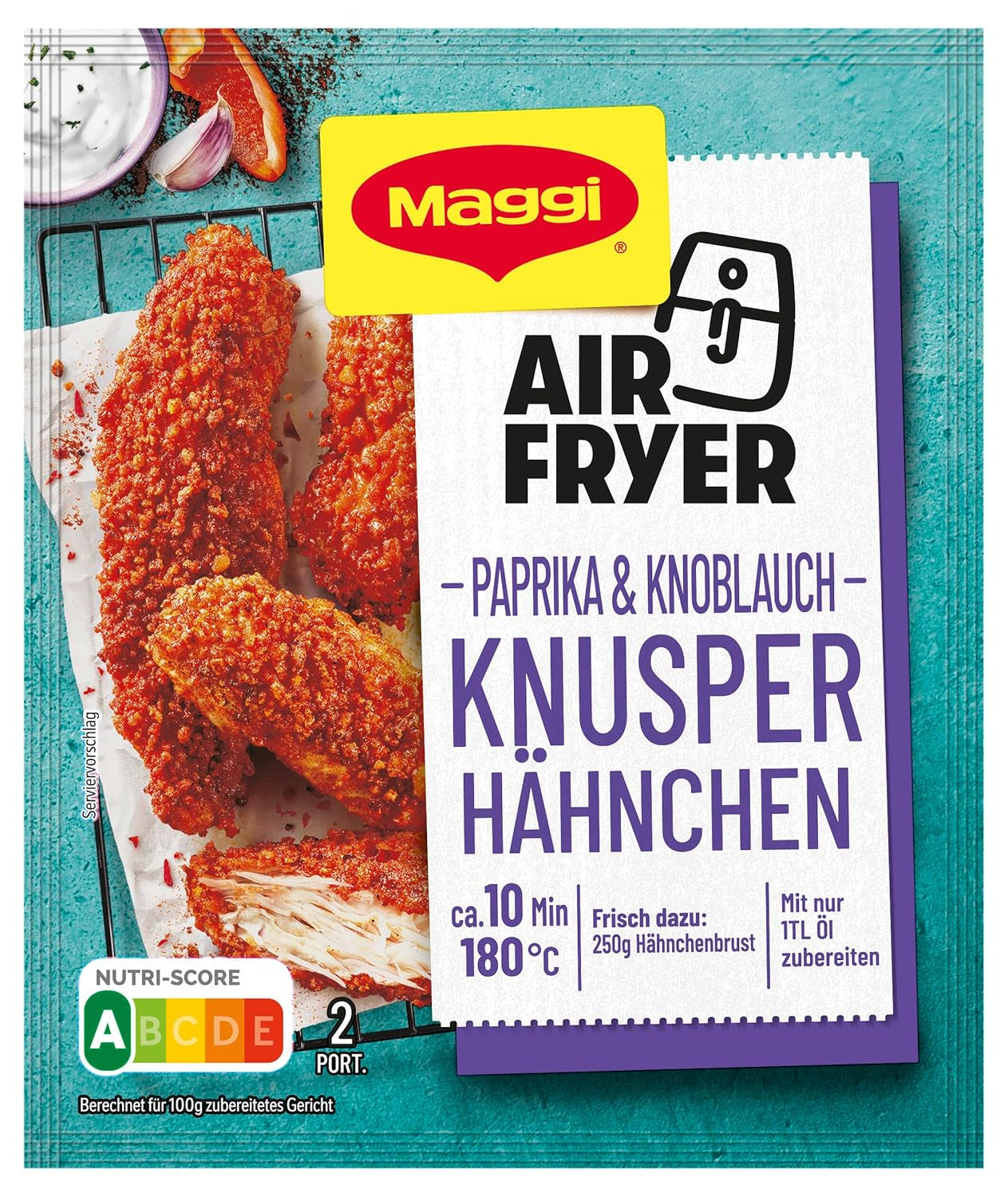 MAGGI Airfryer Knusper Hähnchen - Paprika und Knoblauch, paquete 1 (1 x 39 g)