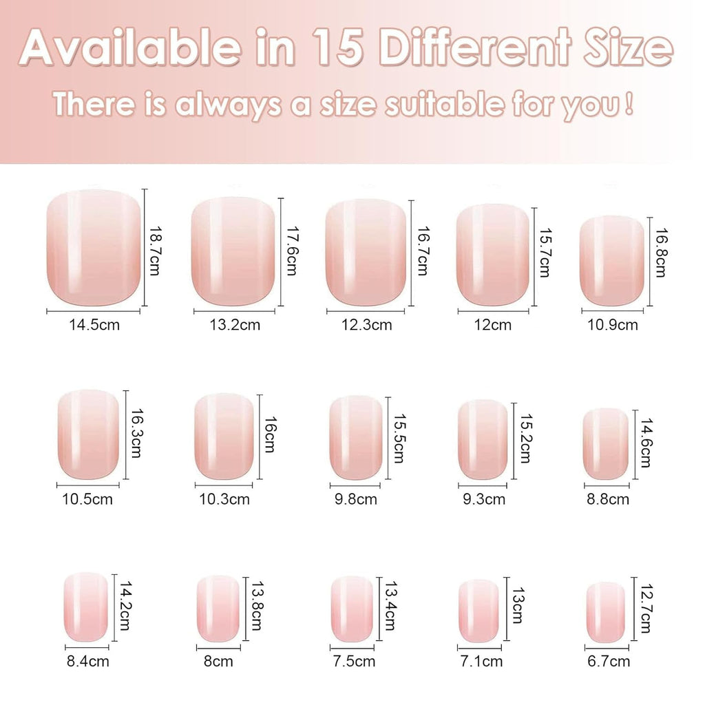 Set de 240 de bucăți pentru unghii false scurte - Unghii false artificiale naturale scurte pentru lipit - Unghii artificiale cu gradient nud pentru extensii de unghii cu cutie (gradient nud)
