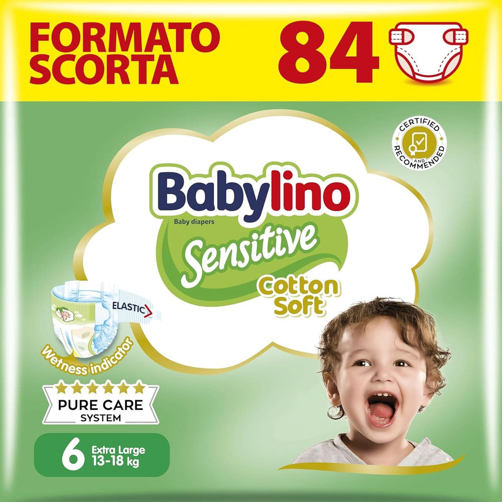 Babylino Pañales para niños sensibles y delicados, varias tallas Madre e Hijo Naty Shop Talla 6 (84 piezas)