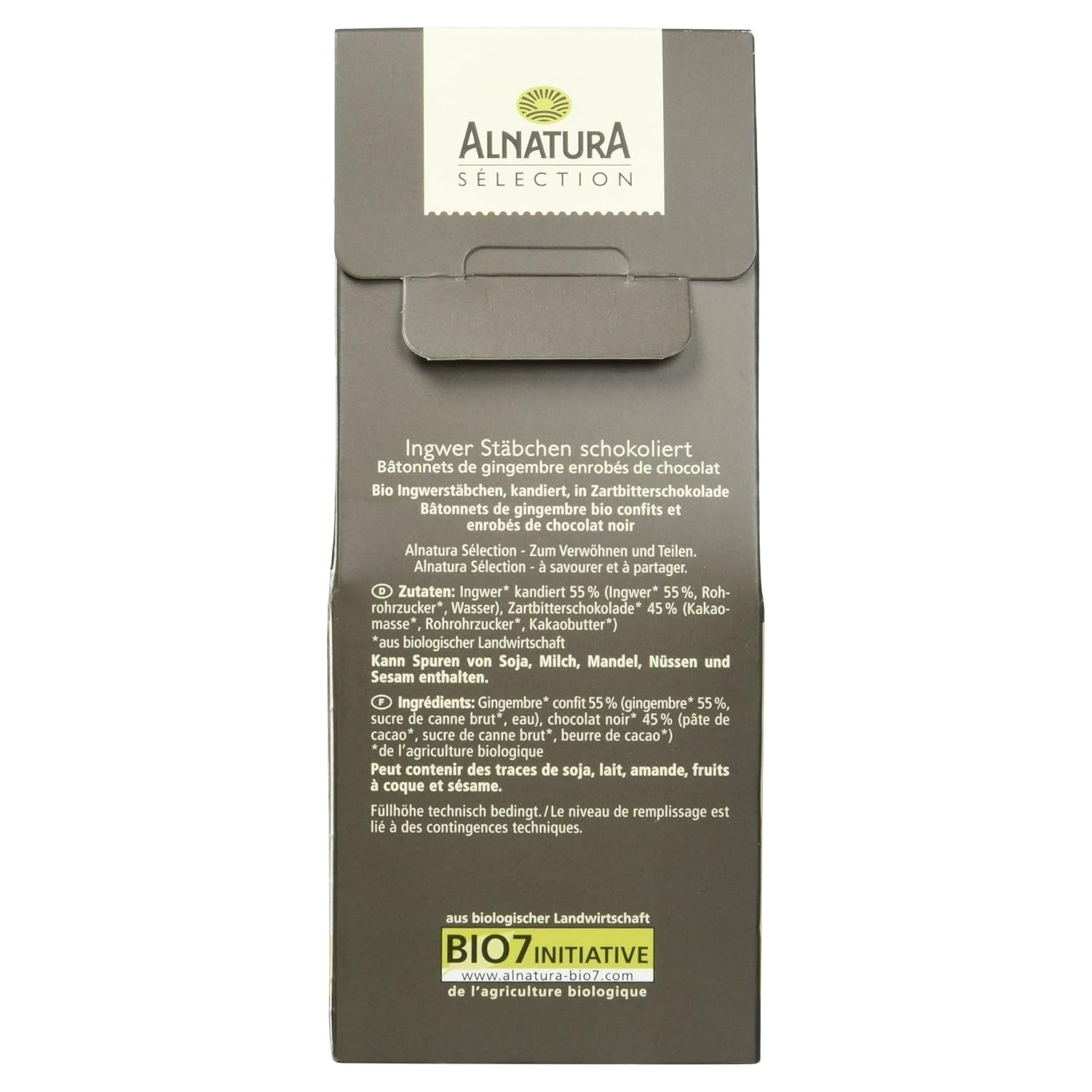 Selección barritas de jengibre cubiertas de chocolate ecológico, 90g