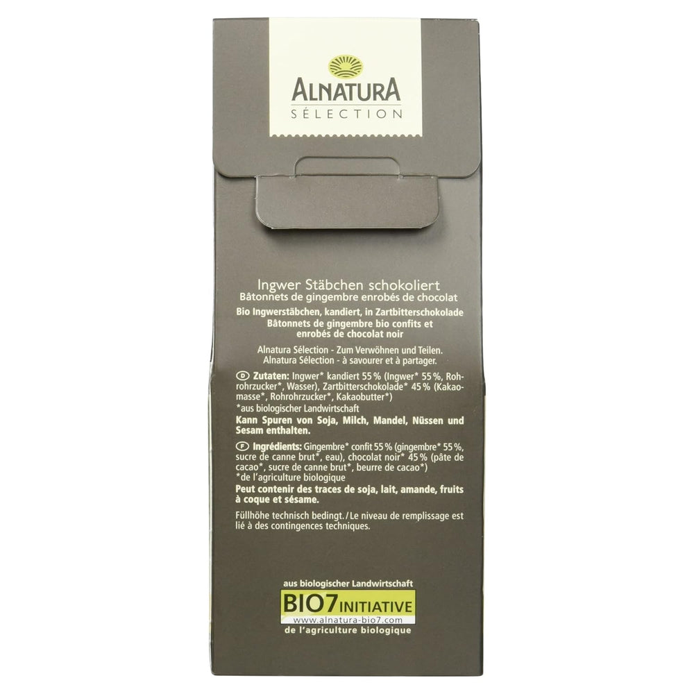 Selección barritas de jengibre cubiertas de chocolate ecológico, 90g