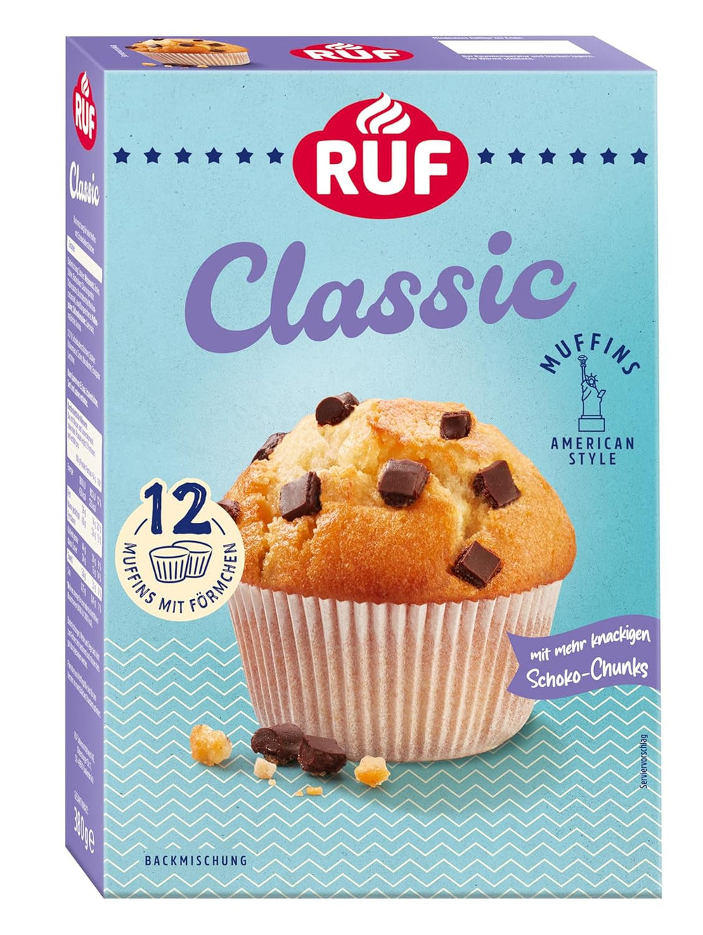 RUF Cheesecake-Muffins Backmischung, American Style Muffins Mit Cremiger Füllung, Einfache Zubereitung, 12 Muffin-Förmchen Inklusive Naty Shop Hell Juego de 3 piezas