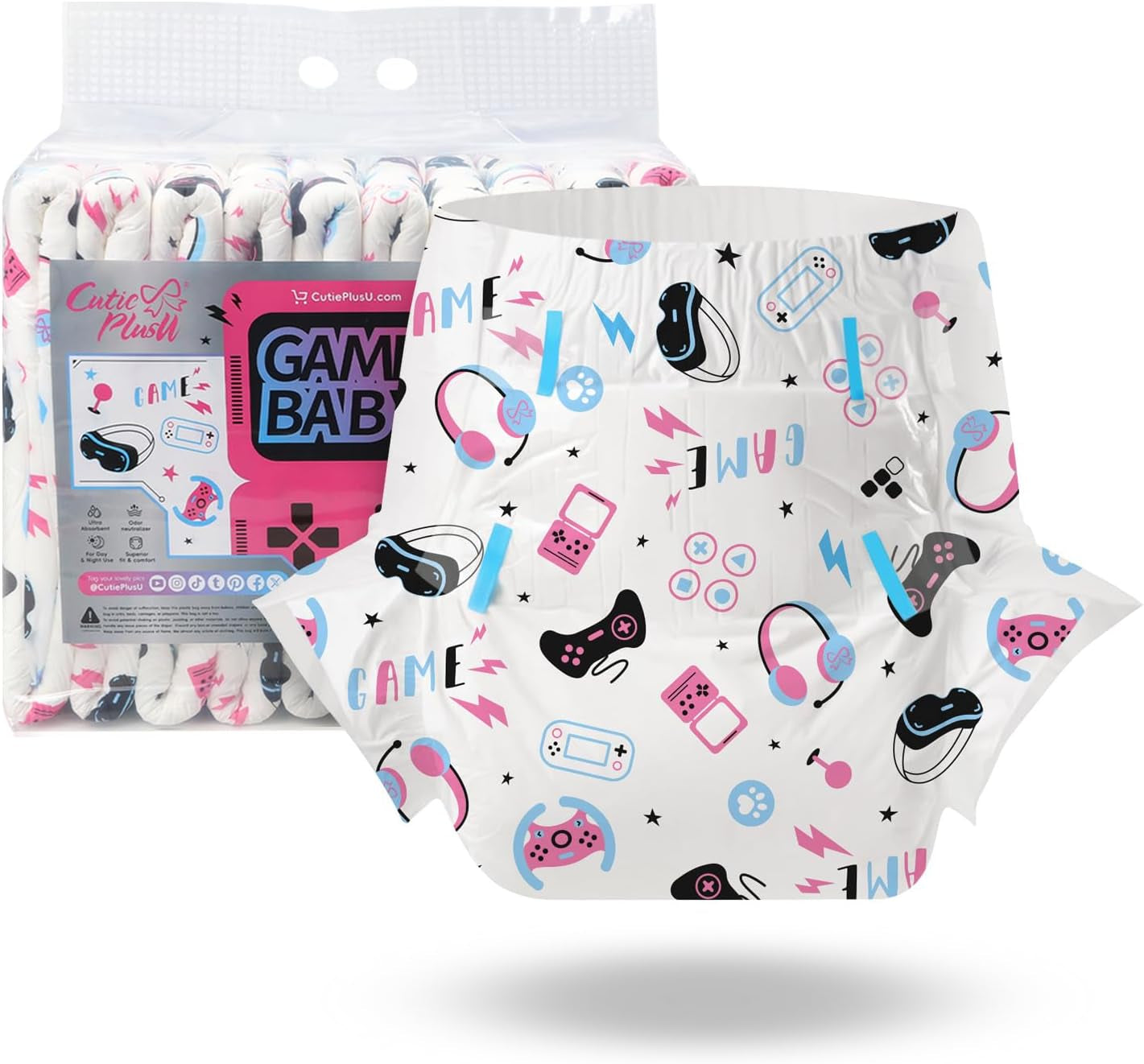 CutiePlusU Pañales para Adultos, 10 Piezas, Braguitas Desechables para Incontinencia con Sábana para Mujeres y Hombres, Máxima Absorbencia Durante la Noche - Little Princess (Tamaño Grande 94-119cm)