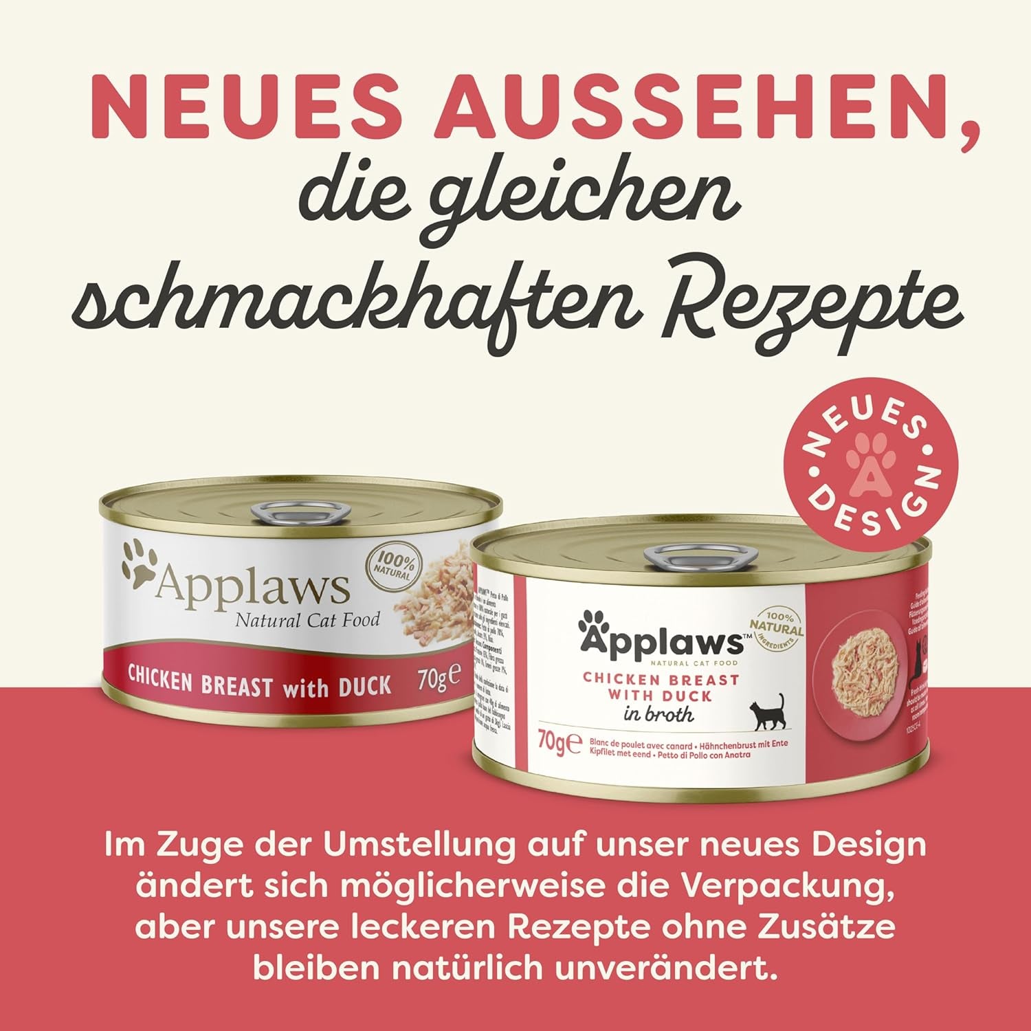 Applaws Premium Natural Hrană Umedă pentru Pisici, Pui cu Rață în Supă, Conservă 70g (24x70g)