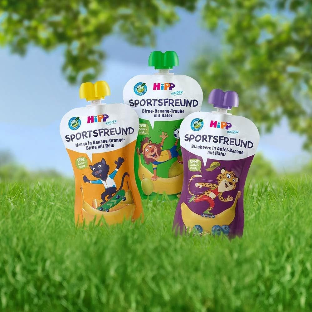 Bolsas exprimibles Hipp, fruta 100% orgánica sin azúcar añadido, 6 X 120 gramos Madre e Hijo Naty Shop