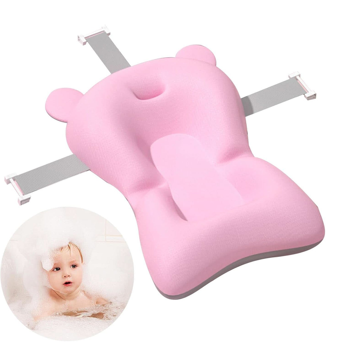 Almohada de apoyo para el baño del bebé Antideslizante Suave Secado rápido Ajustable Madre y bebé Naty Shop Rosa